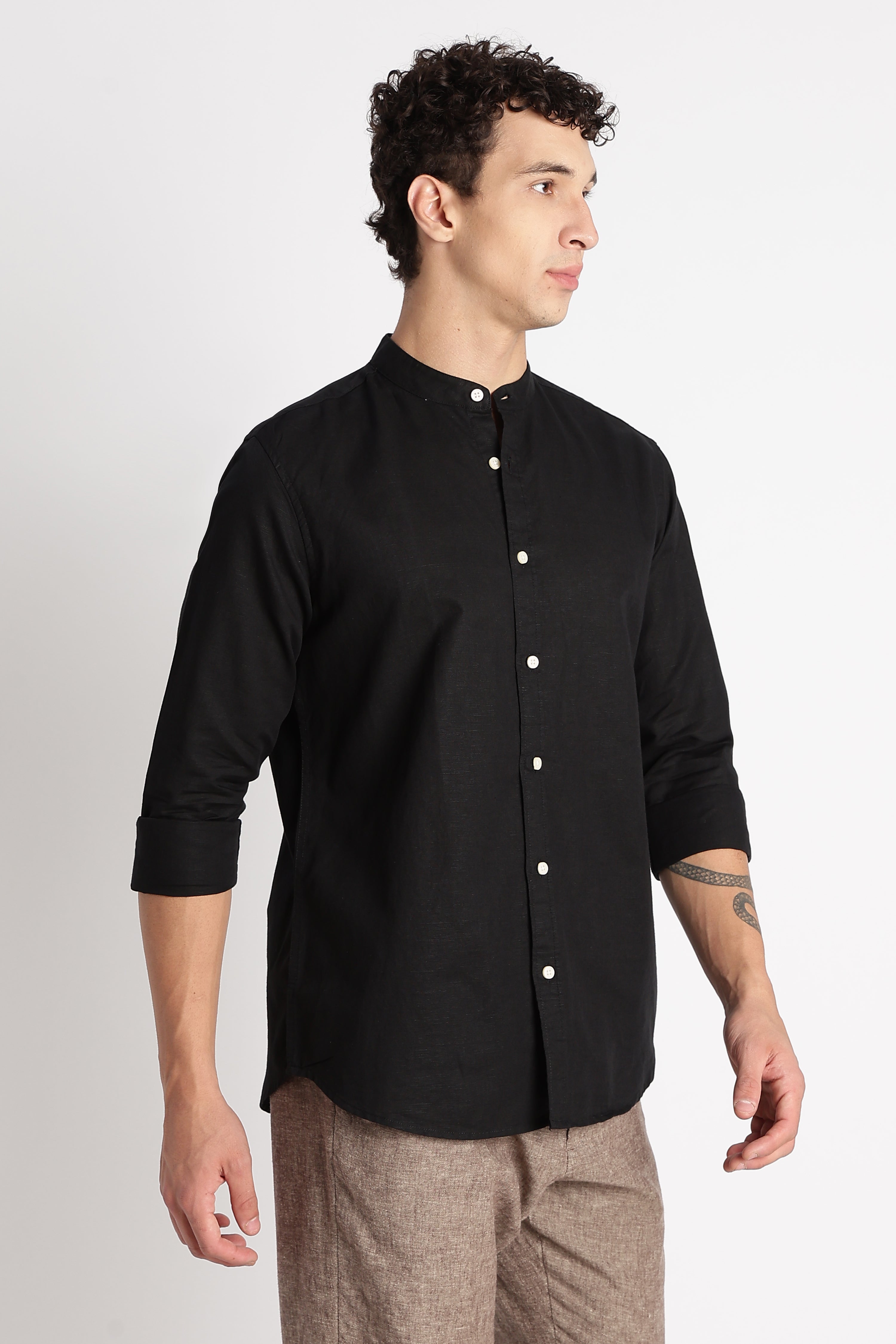 Men Cotton Linen Slim Fit Shirt