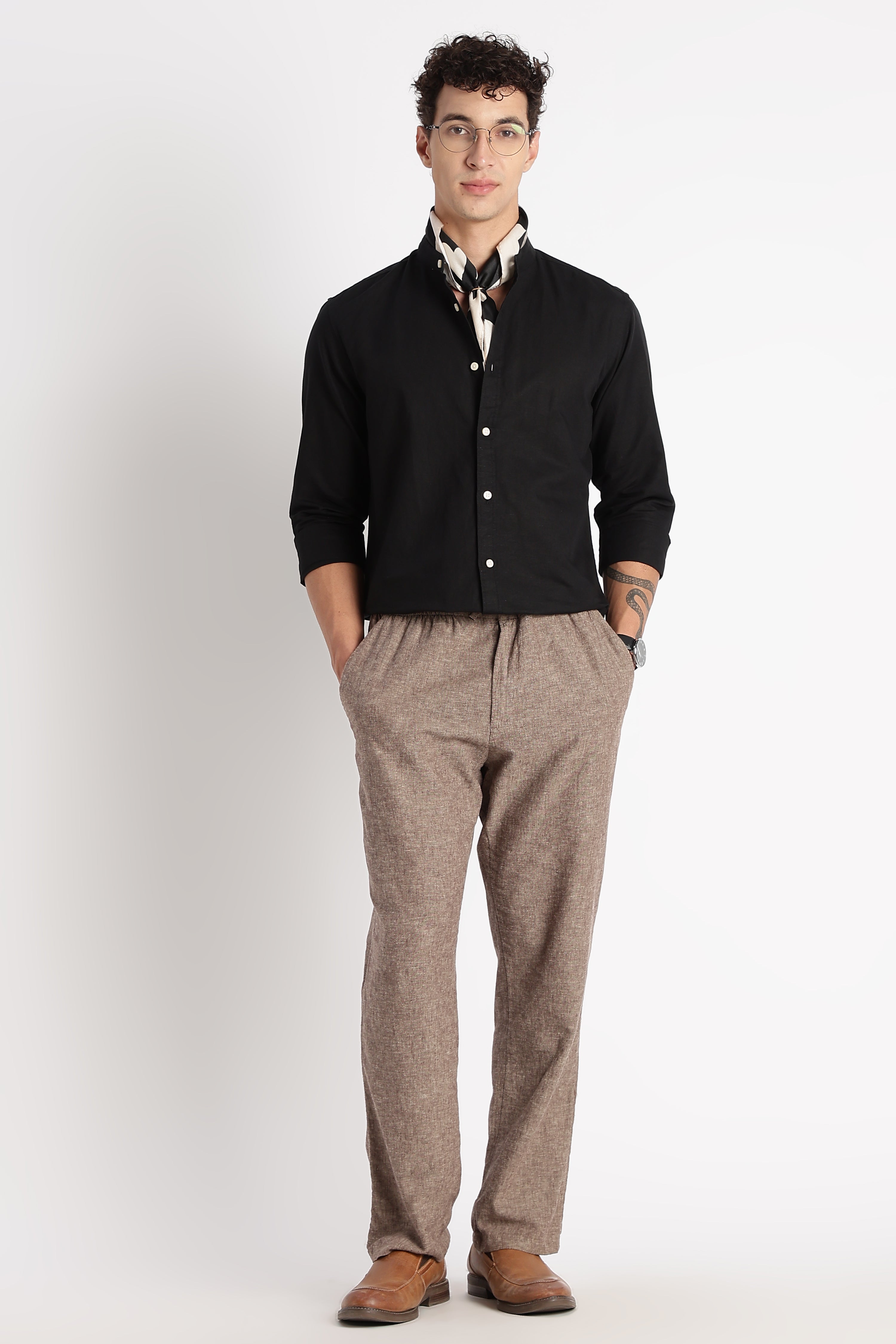 Men Cotton Linen Slim Fit Shirt