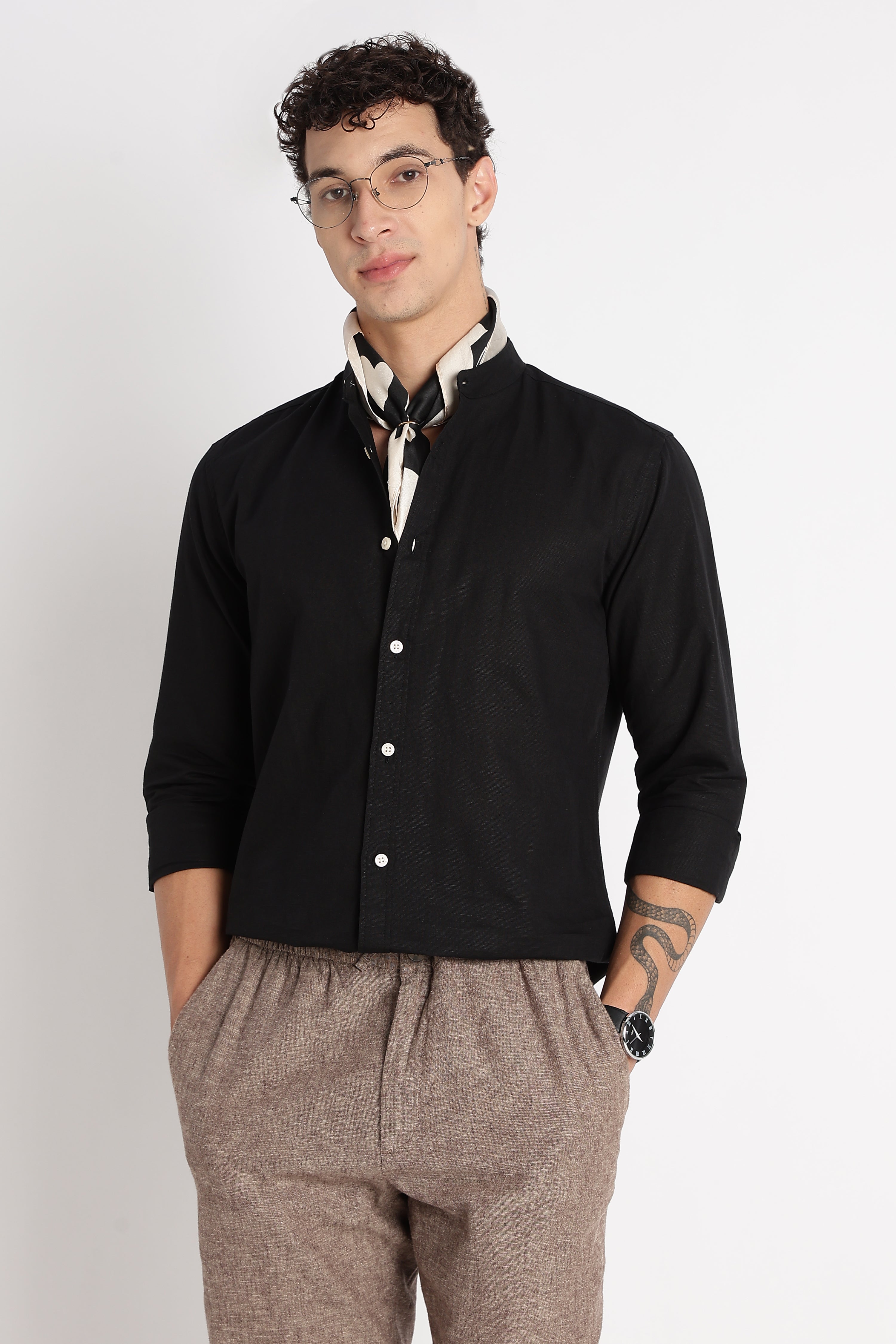 Men Cotton Linen Slim Fit Shirt