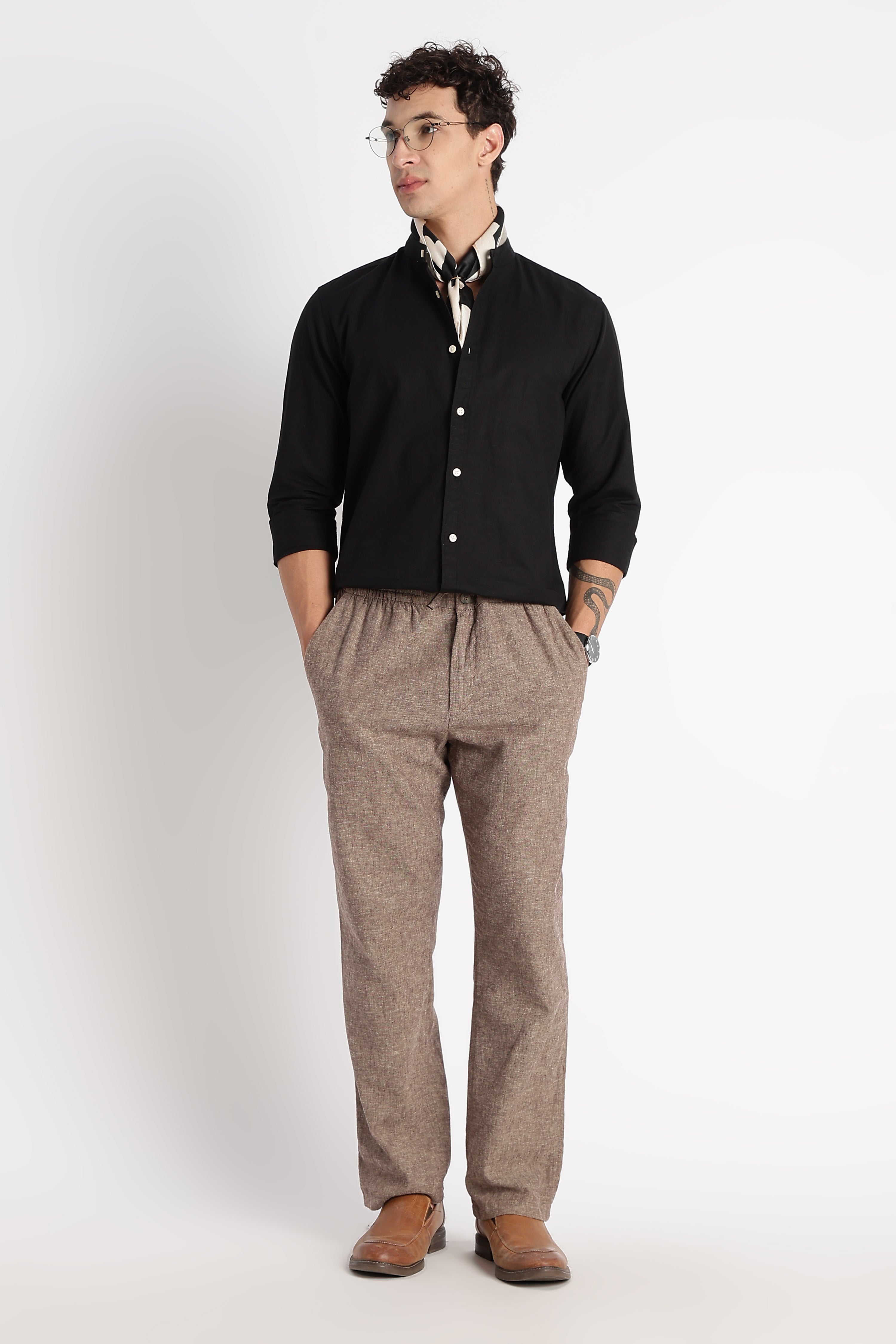 Men Cotton Linen Slim Fit Shirt