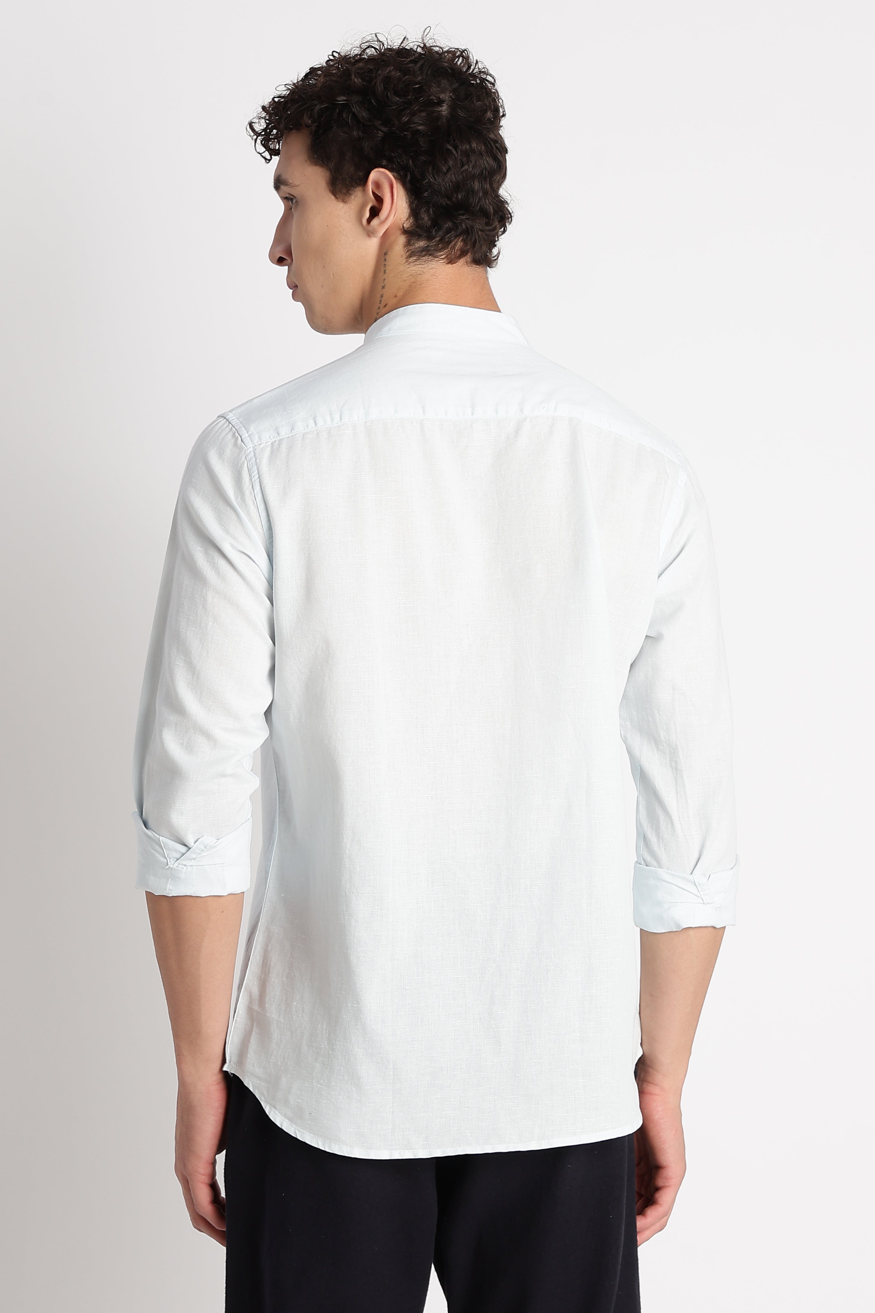 Men Cotton Linen Slim Fit Shirt