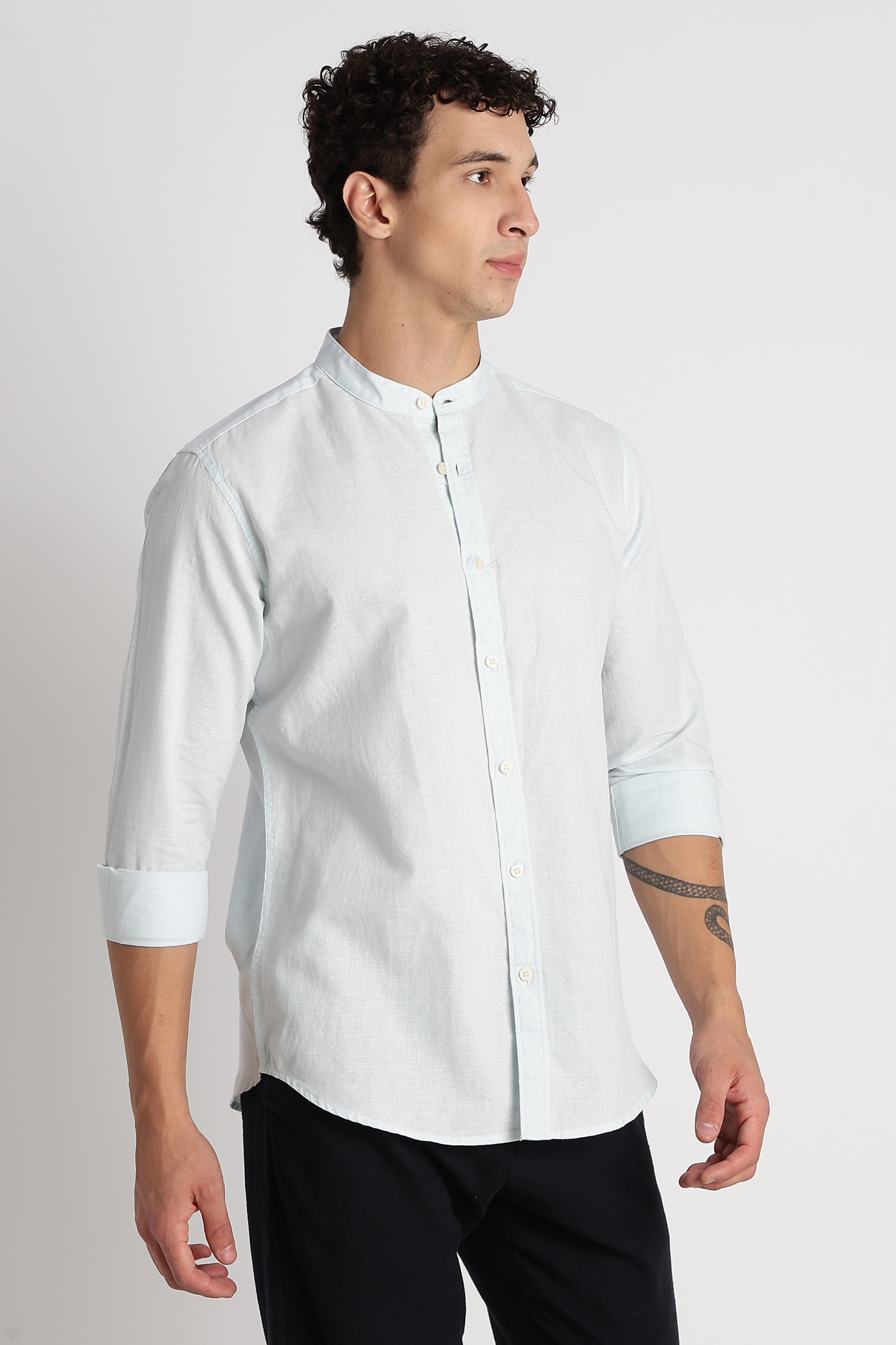 Men Cotton Linen Slim Fit Shirt