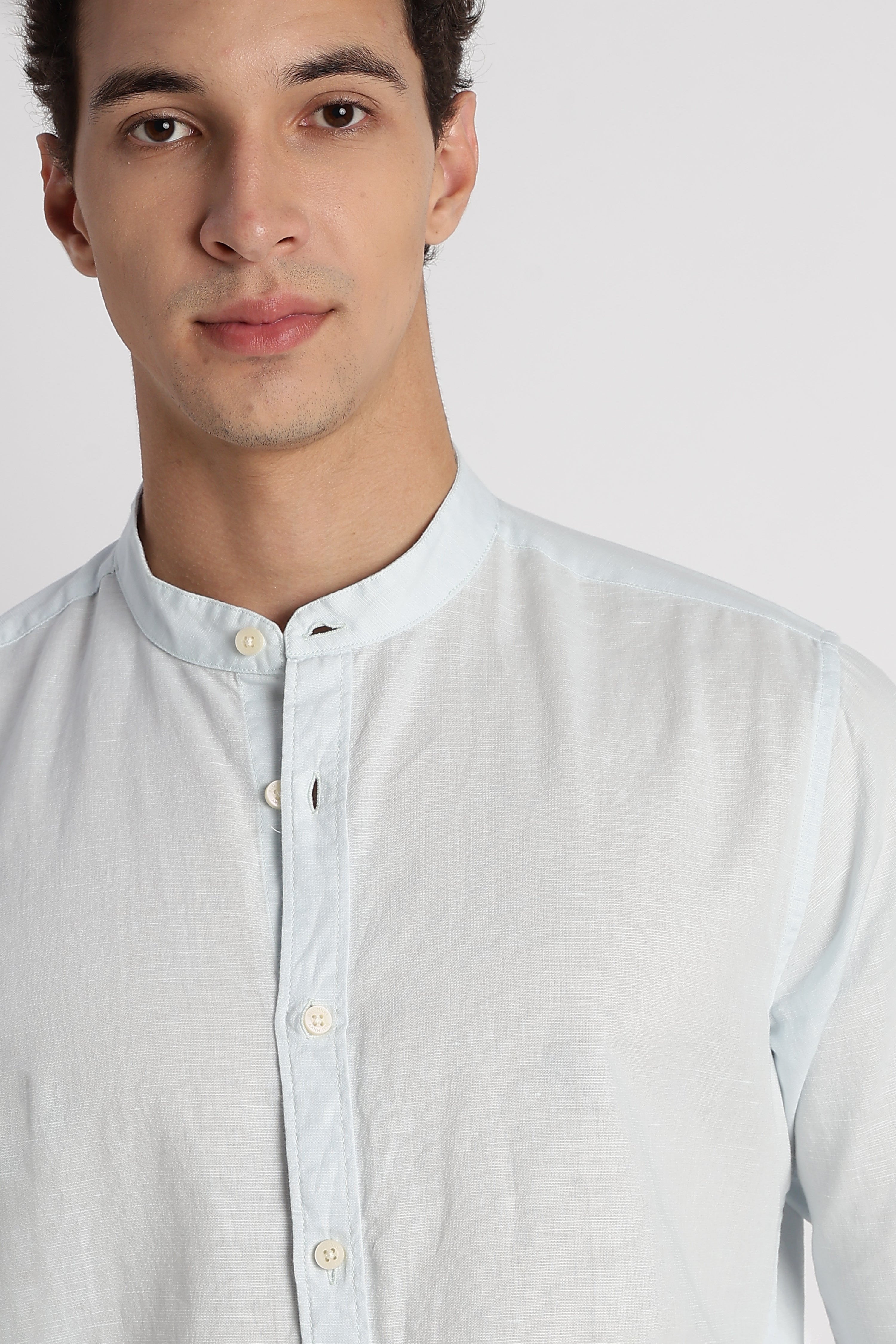 Men Cotton Linen Slim Fit Shirt