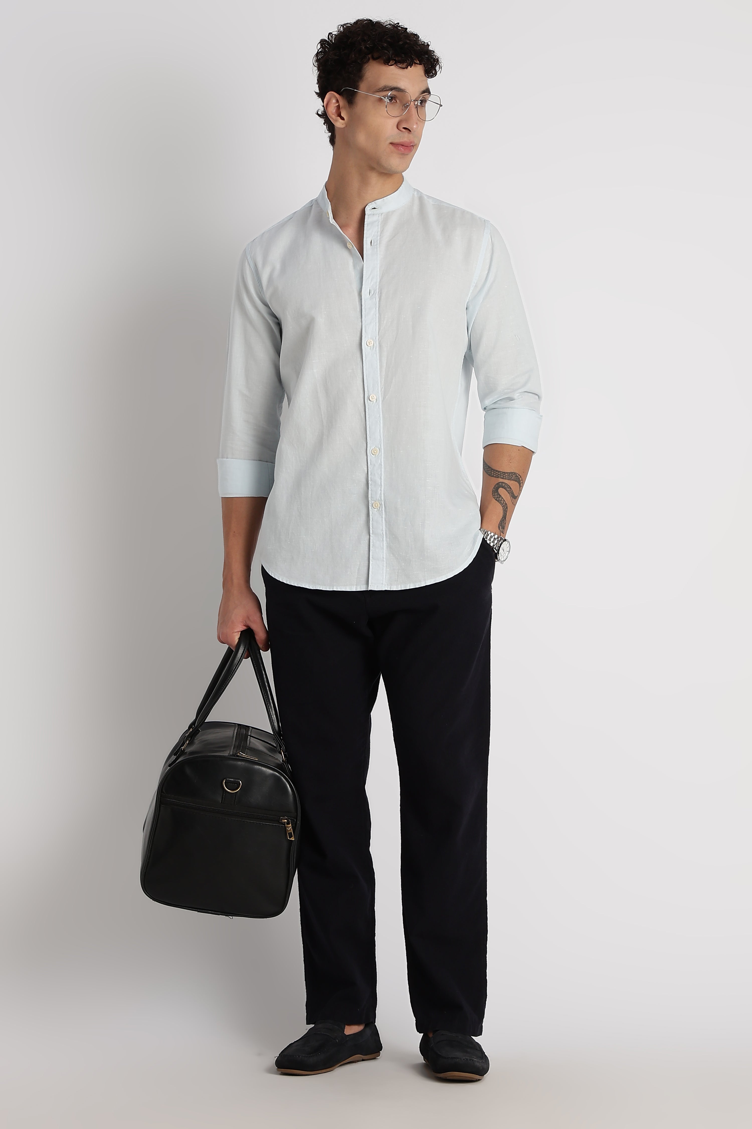 Men Cotton Linen Slim Fit Shirt