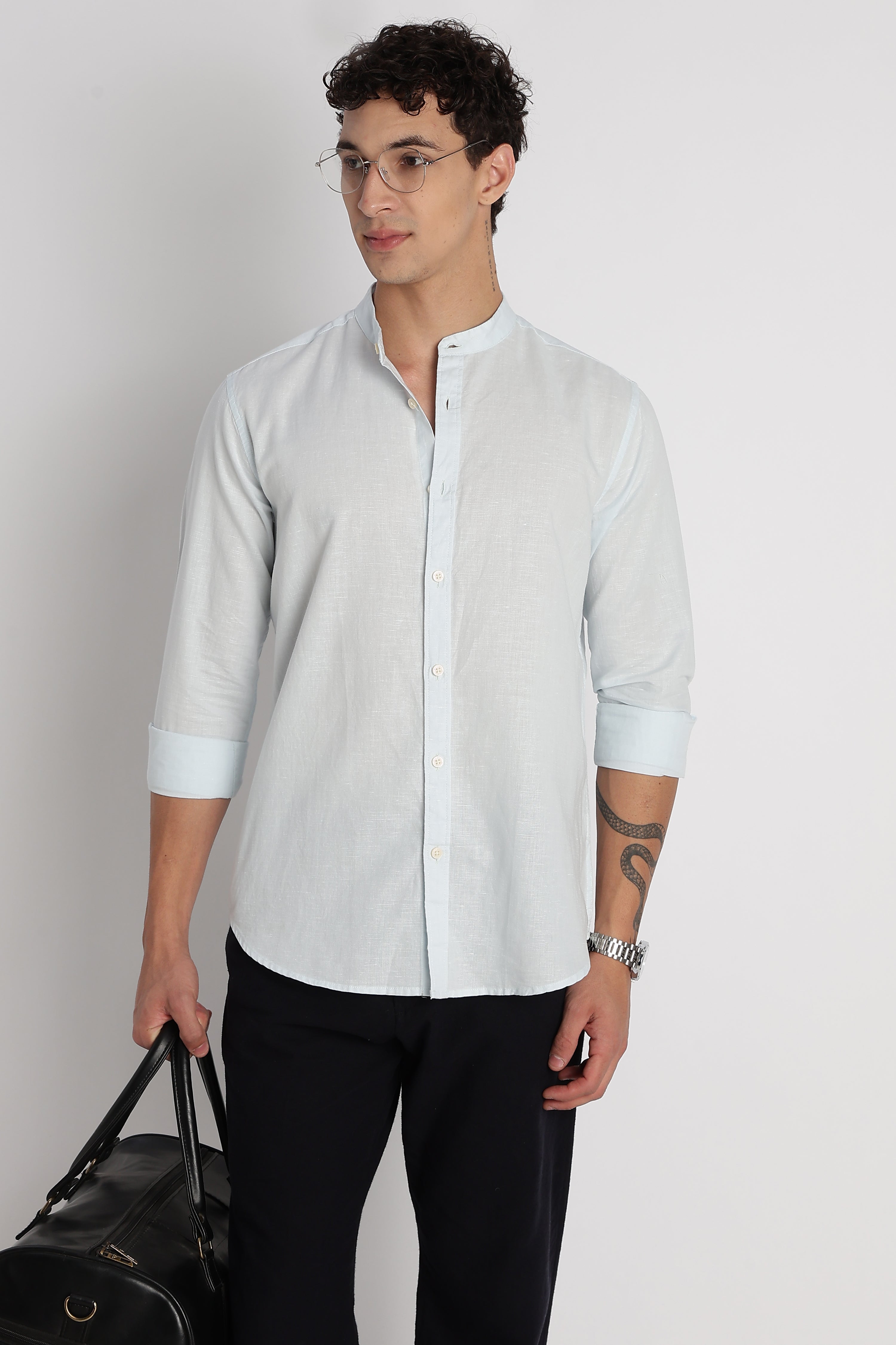 Men Cotton Linen Slim Fit Shirt