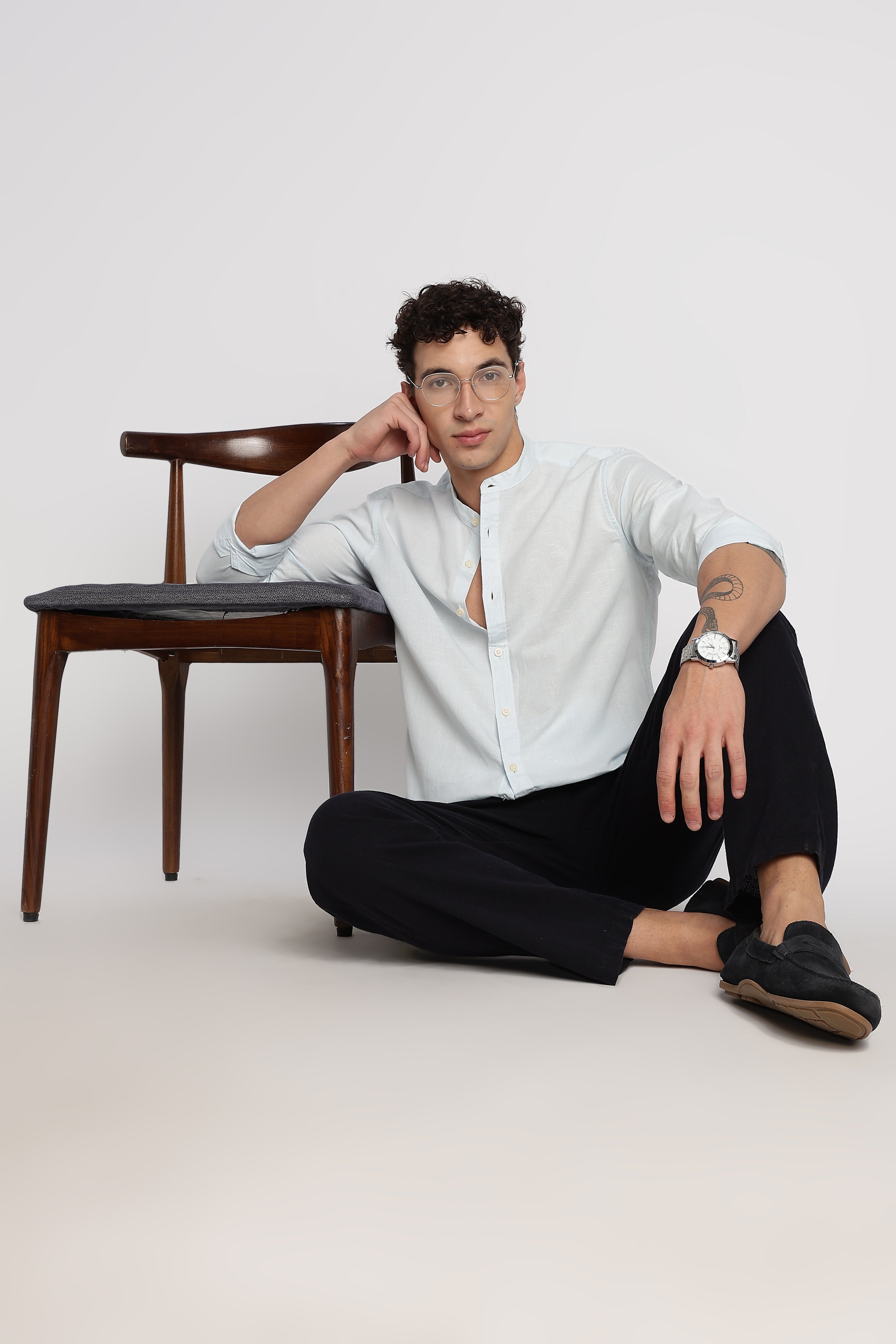 Men Cotton Linen Slim Fit Shirt