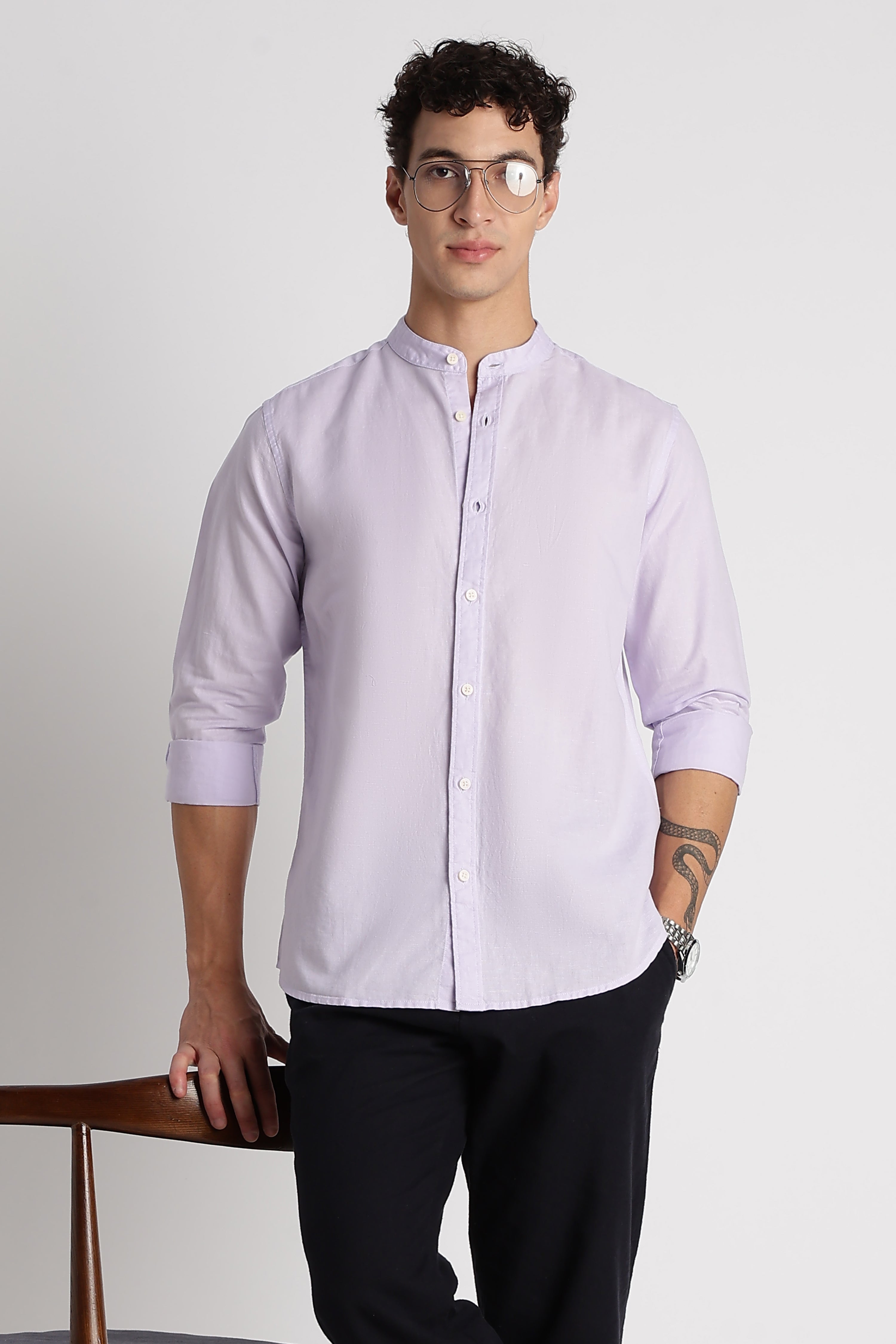 Men Cotton Linen Slim Fit Shirt
