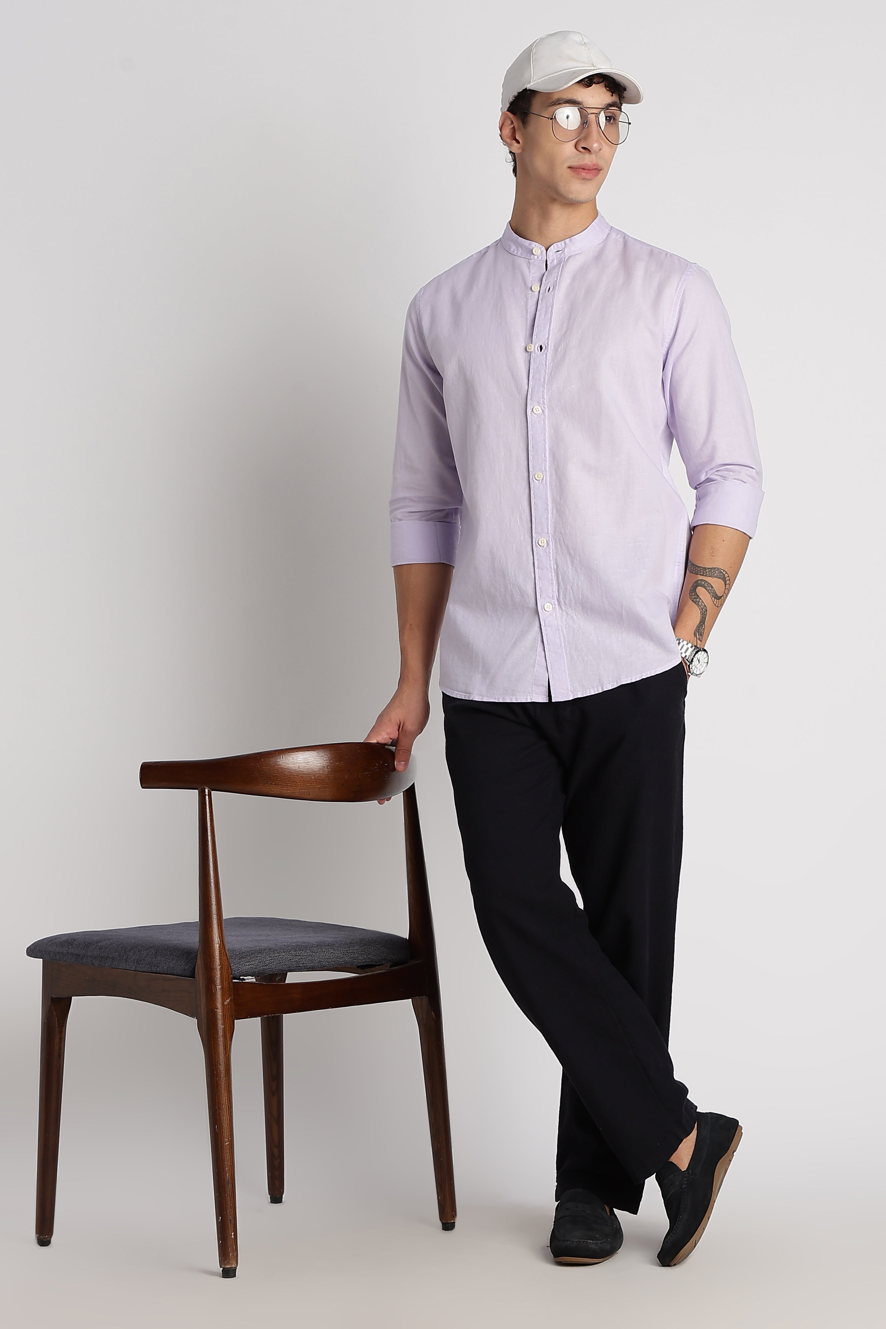 Men Cotton Linen Slim Fit Shirt