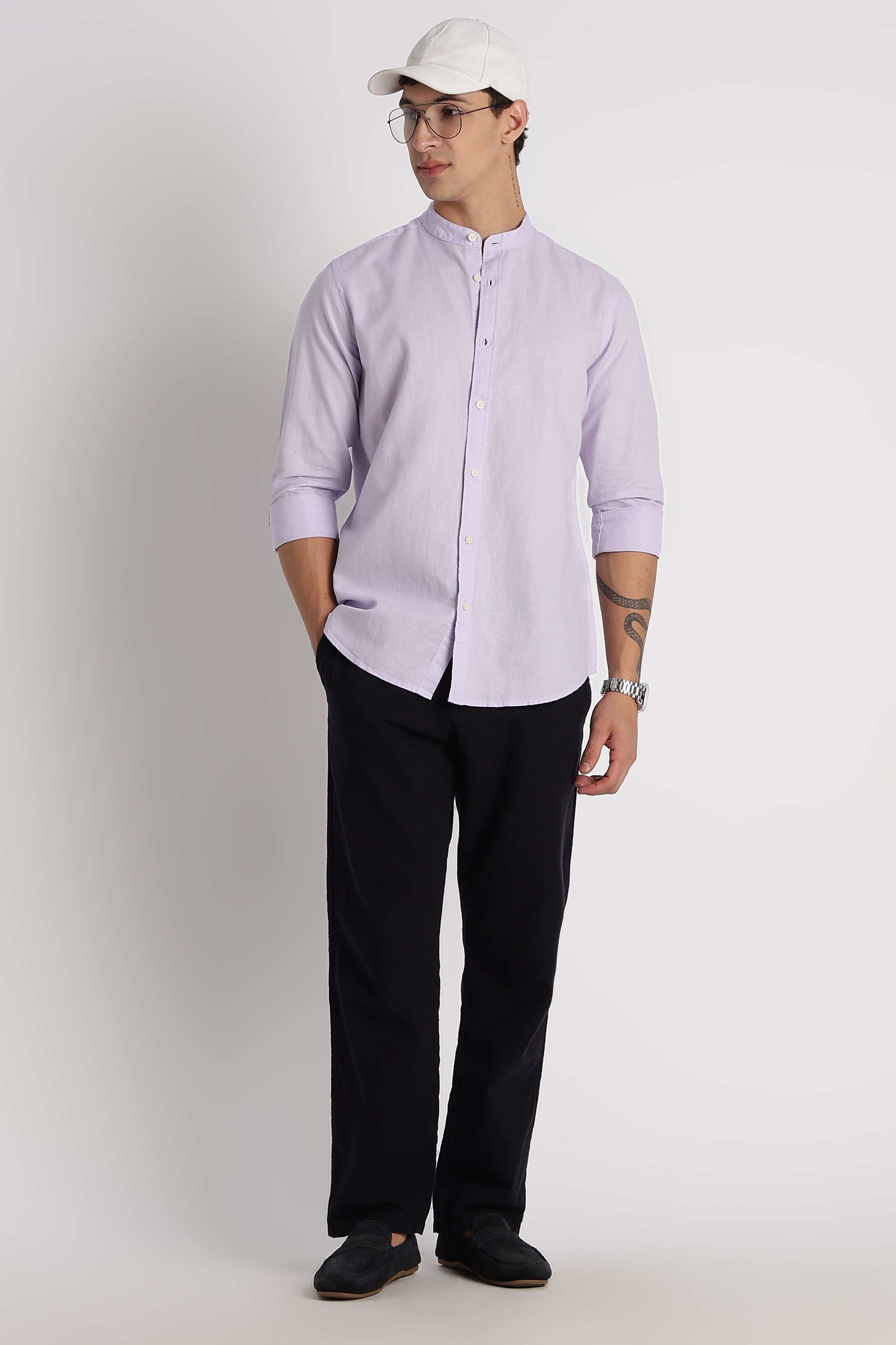 Men Cotton Linen Slim Fit Shirt