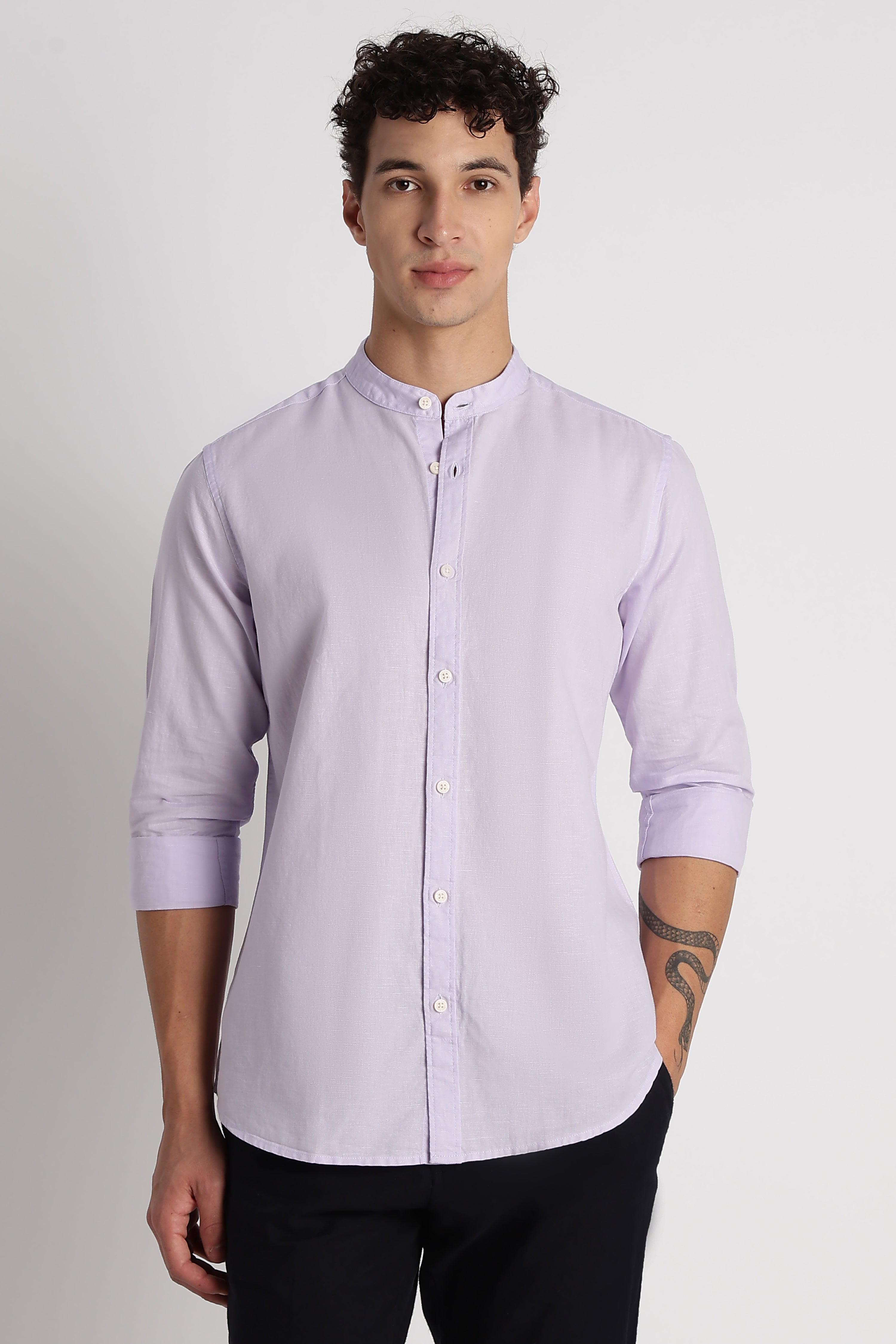 Men Cotton Linen Slim Fit Shirt