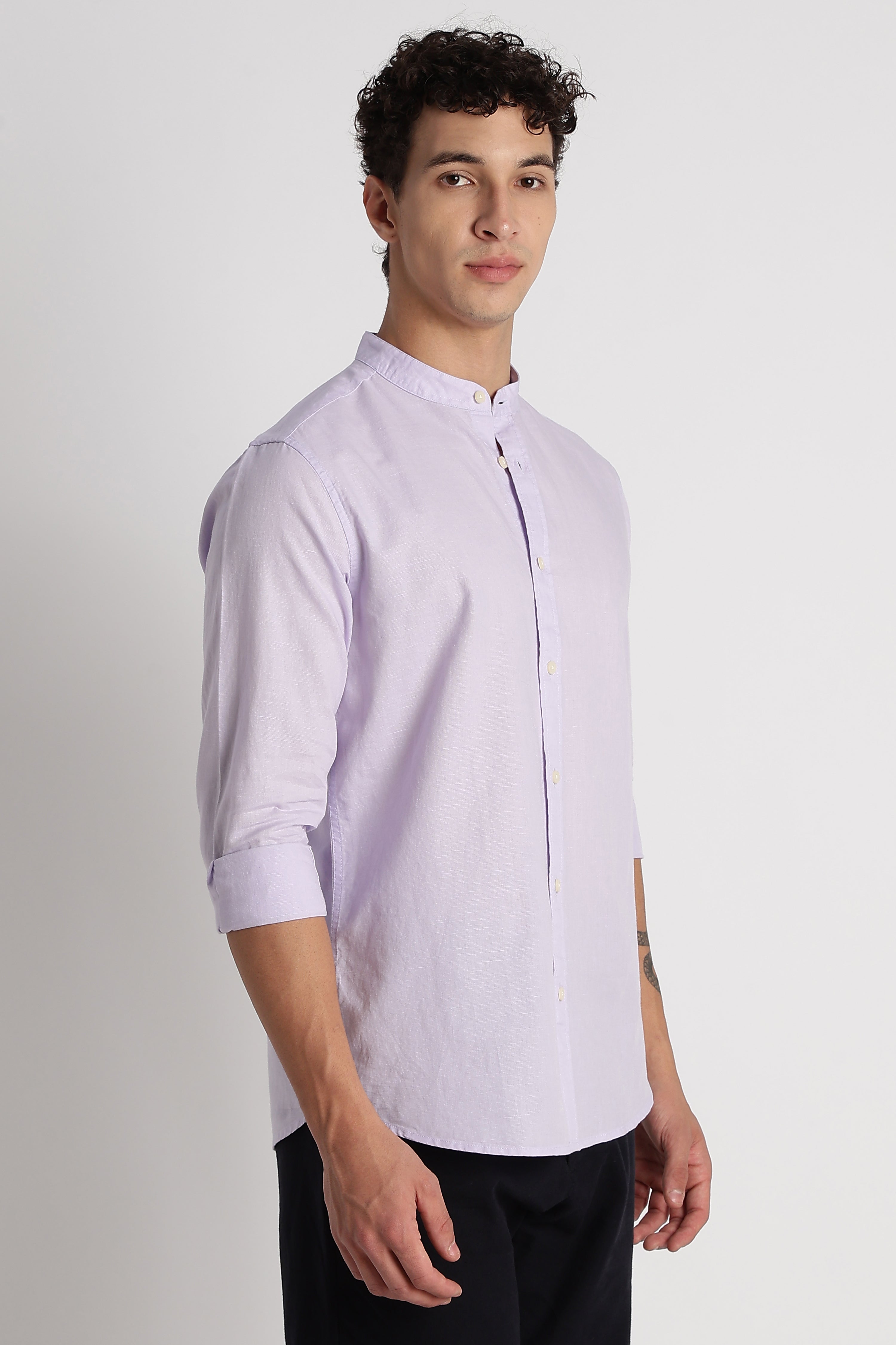 Men Cotton Linen Slim Fit Shirt
