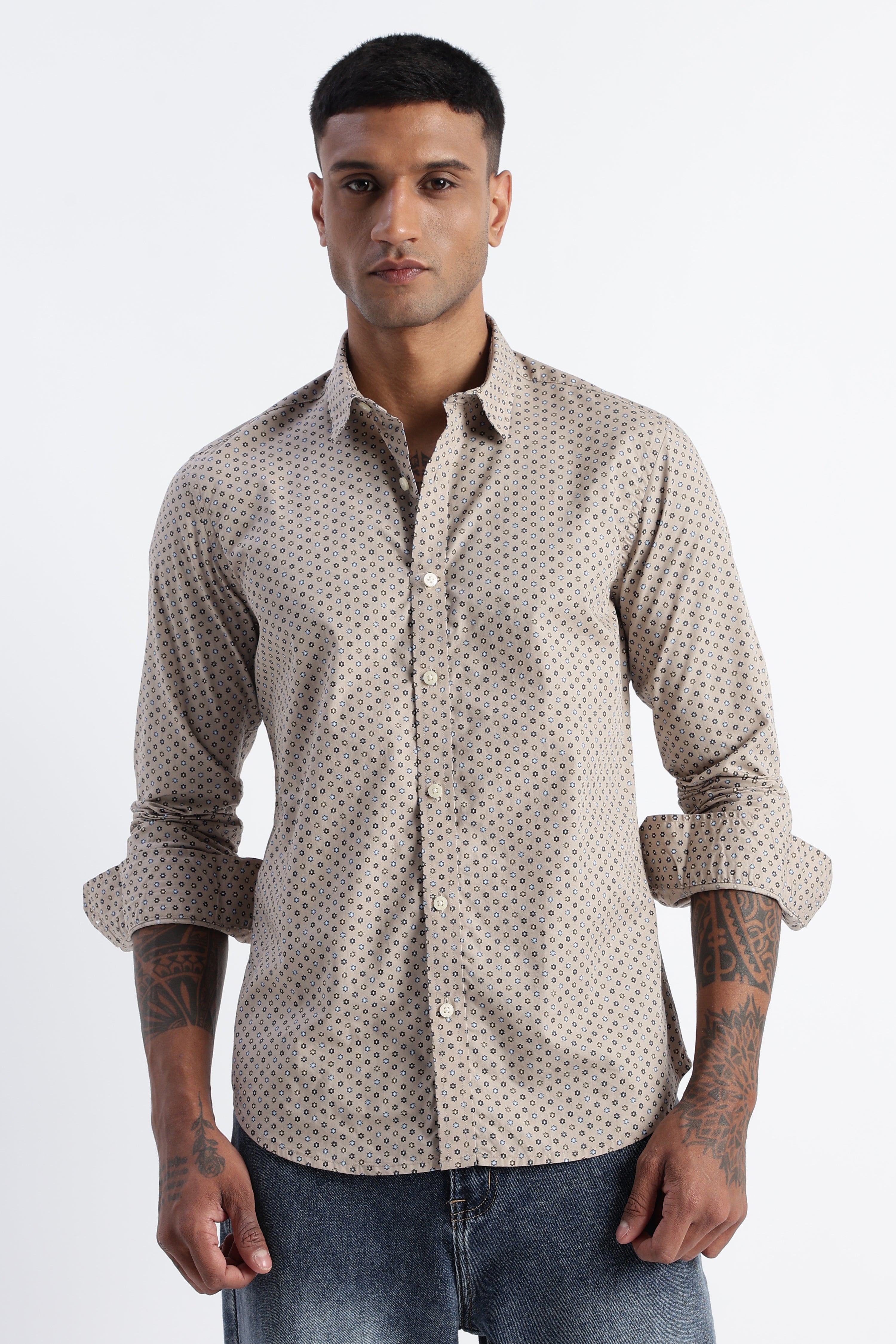Men Micro-Print Shirt
