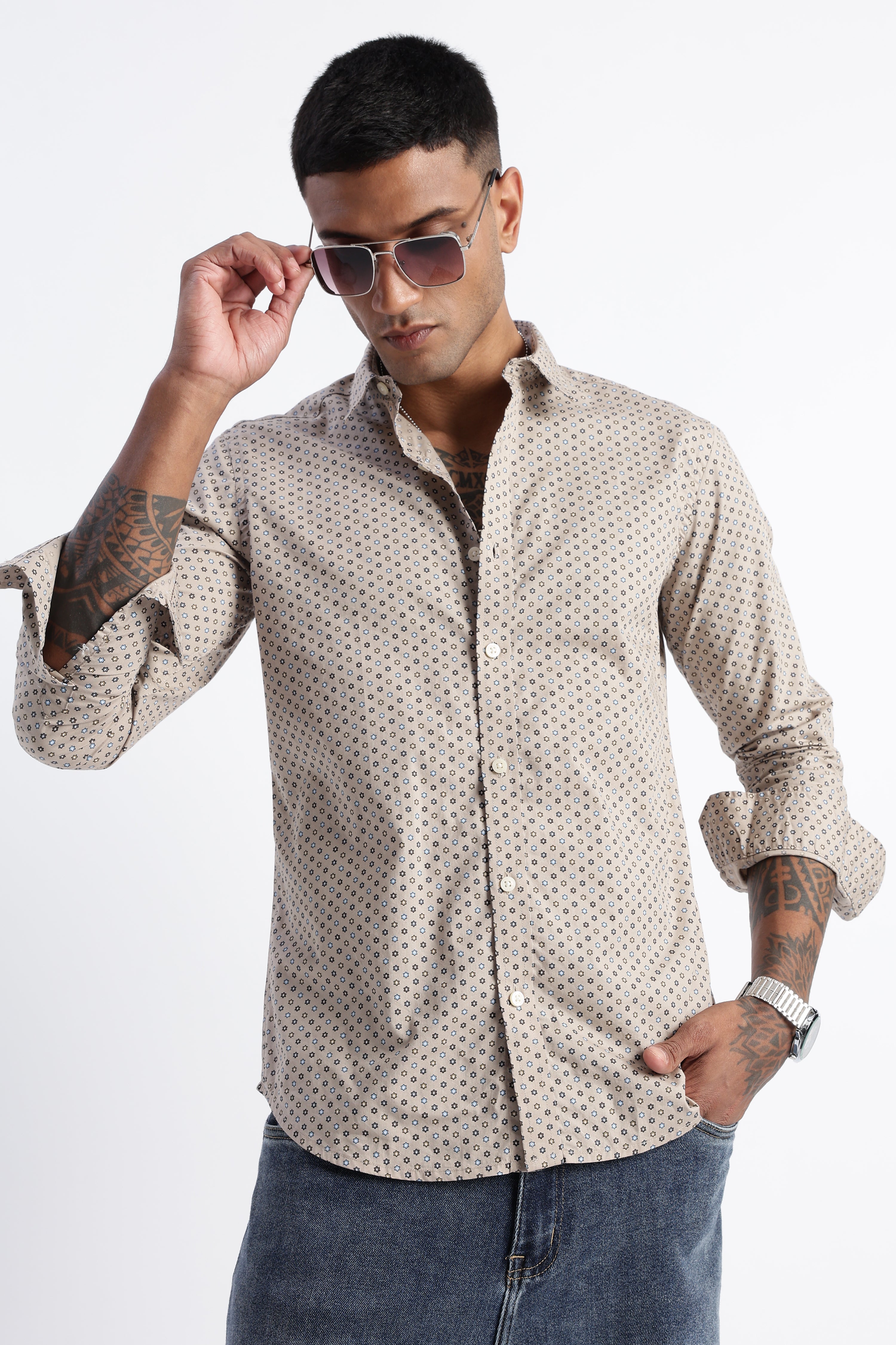 Men Micro-Print Shirt