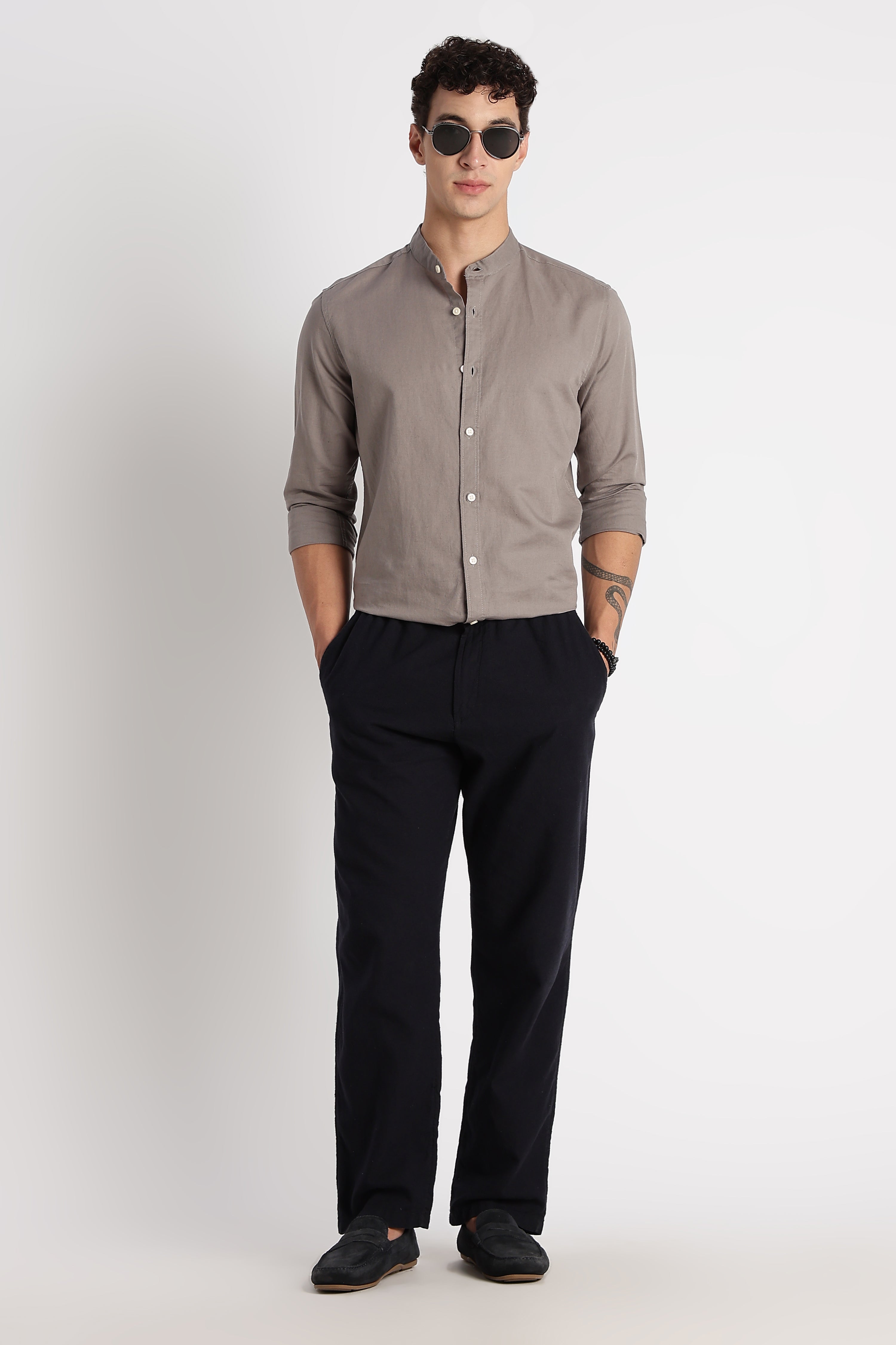 Men Cotton Linen Slim Fit Shirt