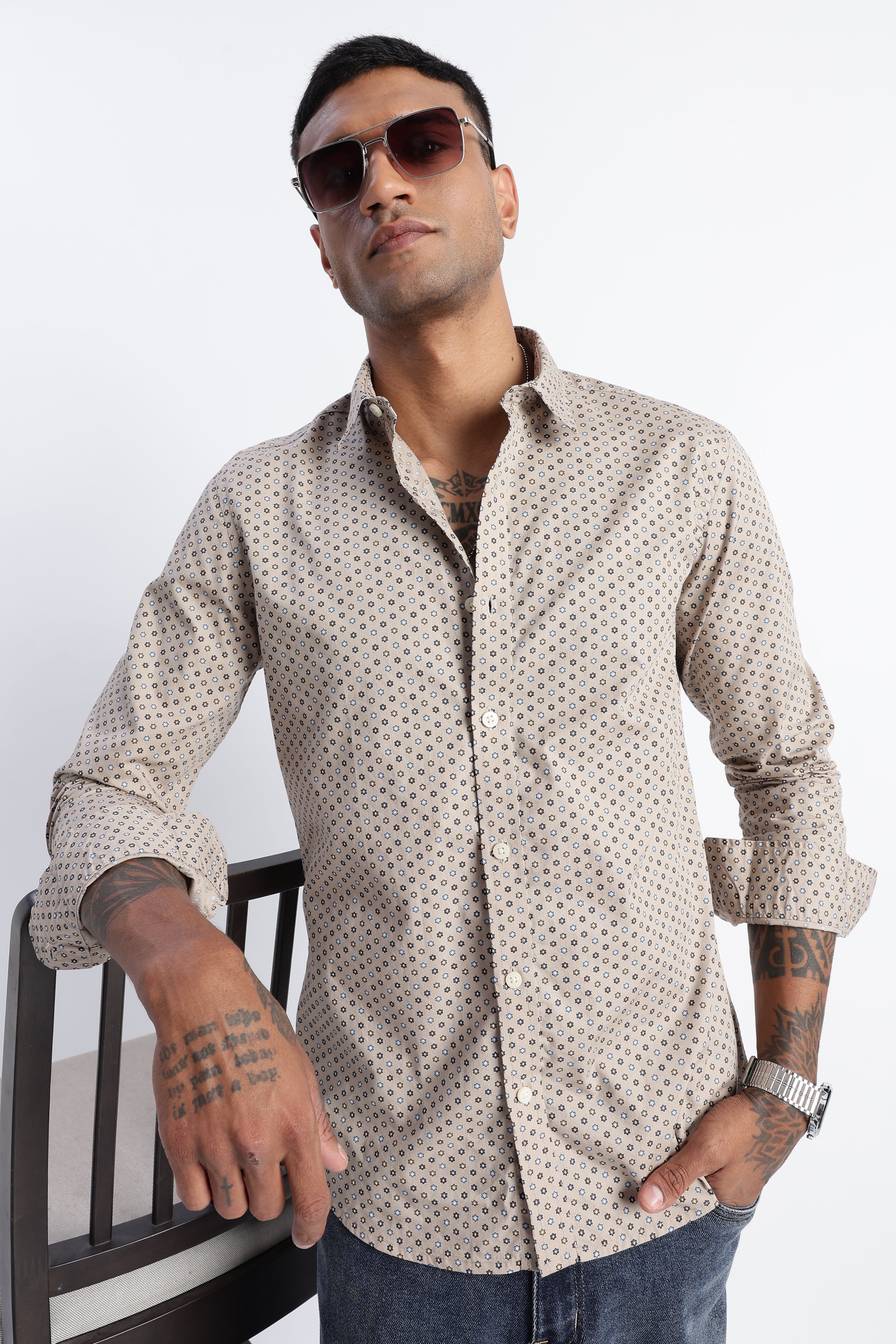 Men Micro-Print Shirt