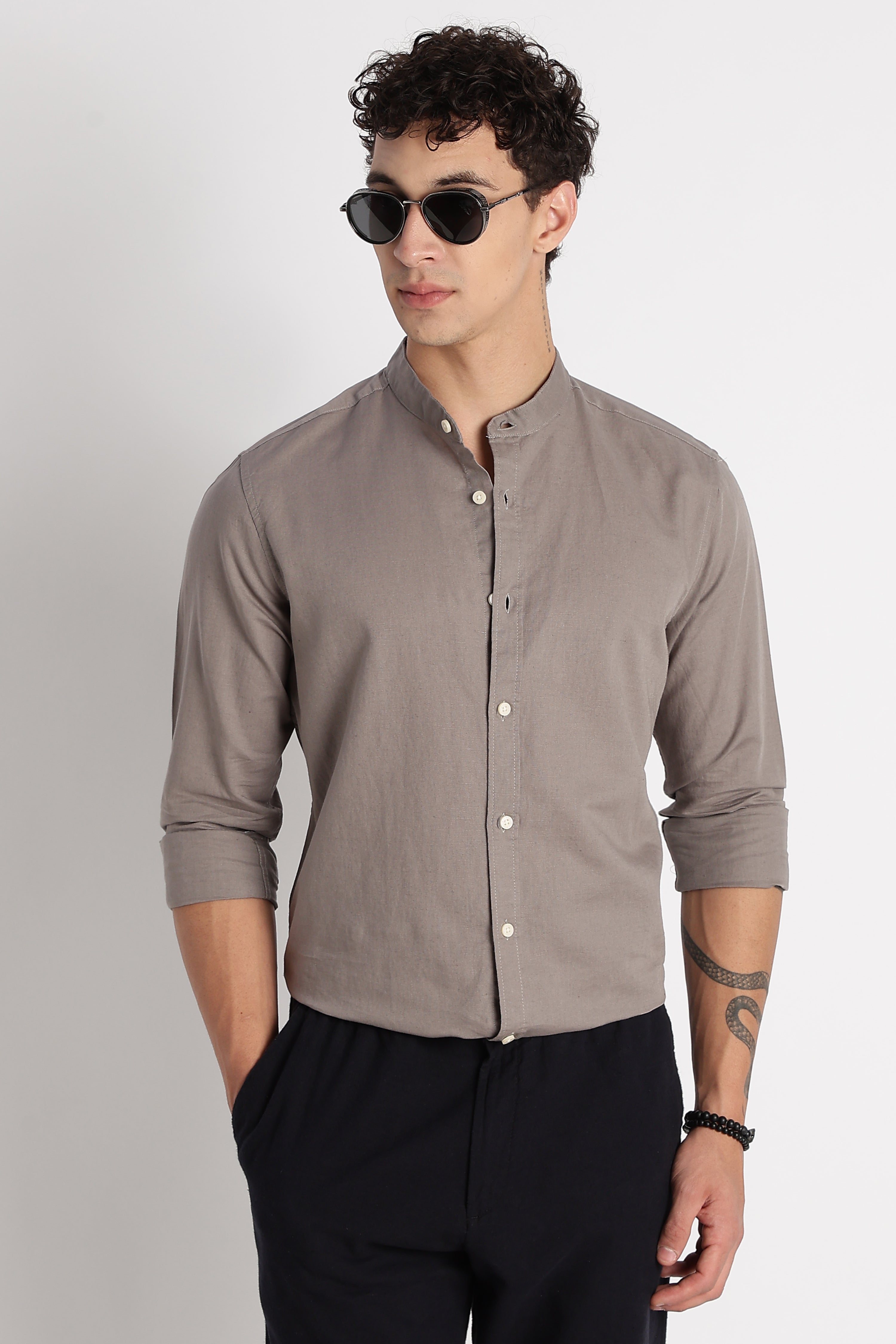 Men Cotton Linen Slim Fit Shirt