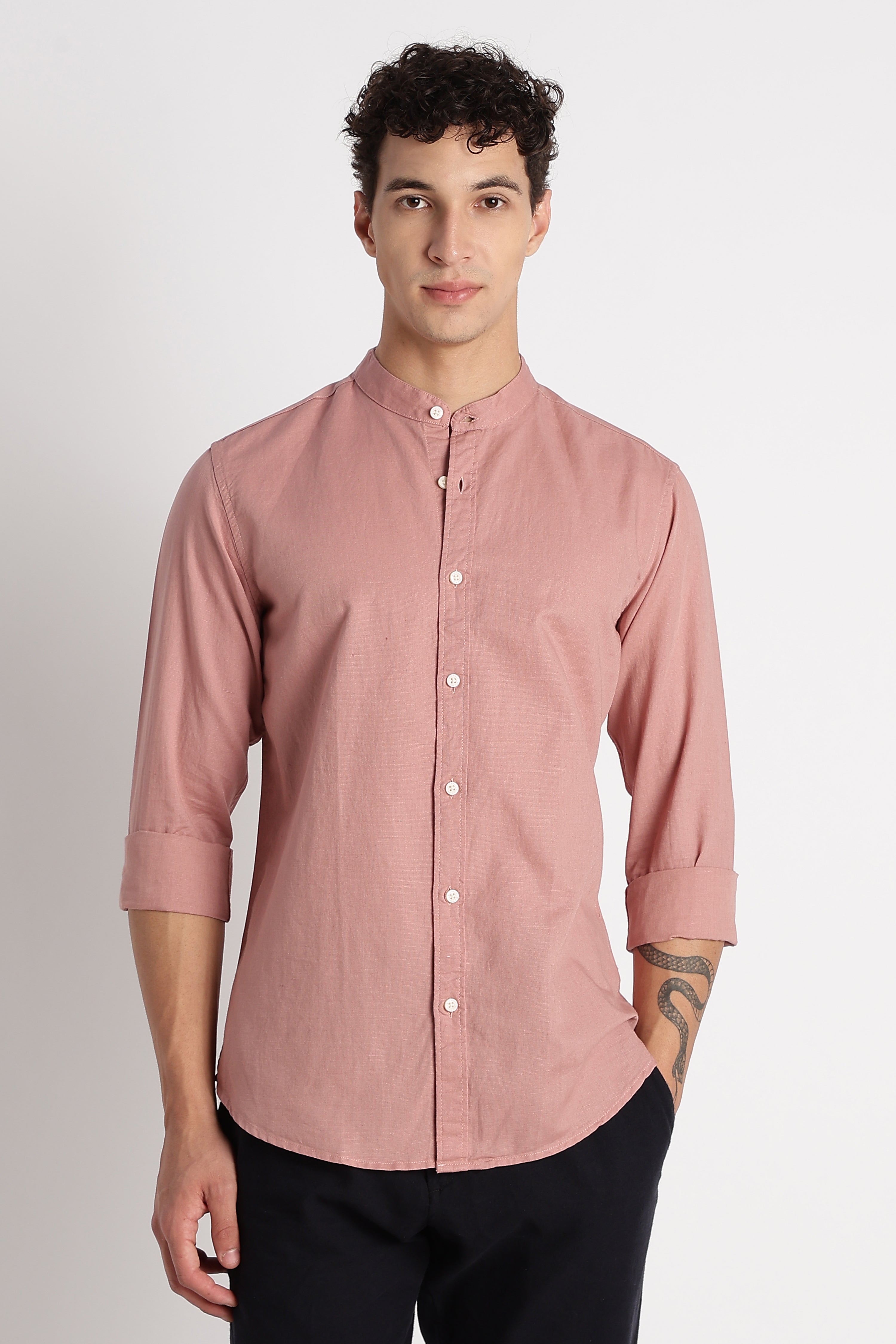 Men Cotton Linen Slim Fit Shirt