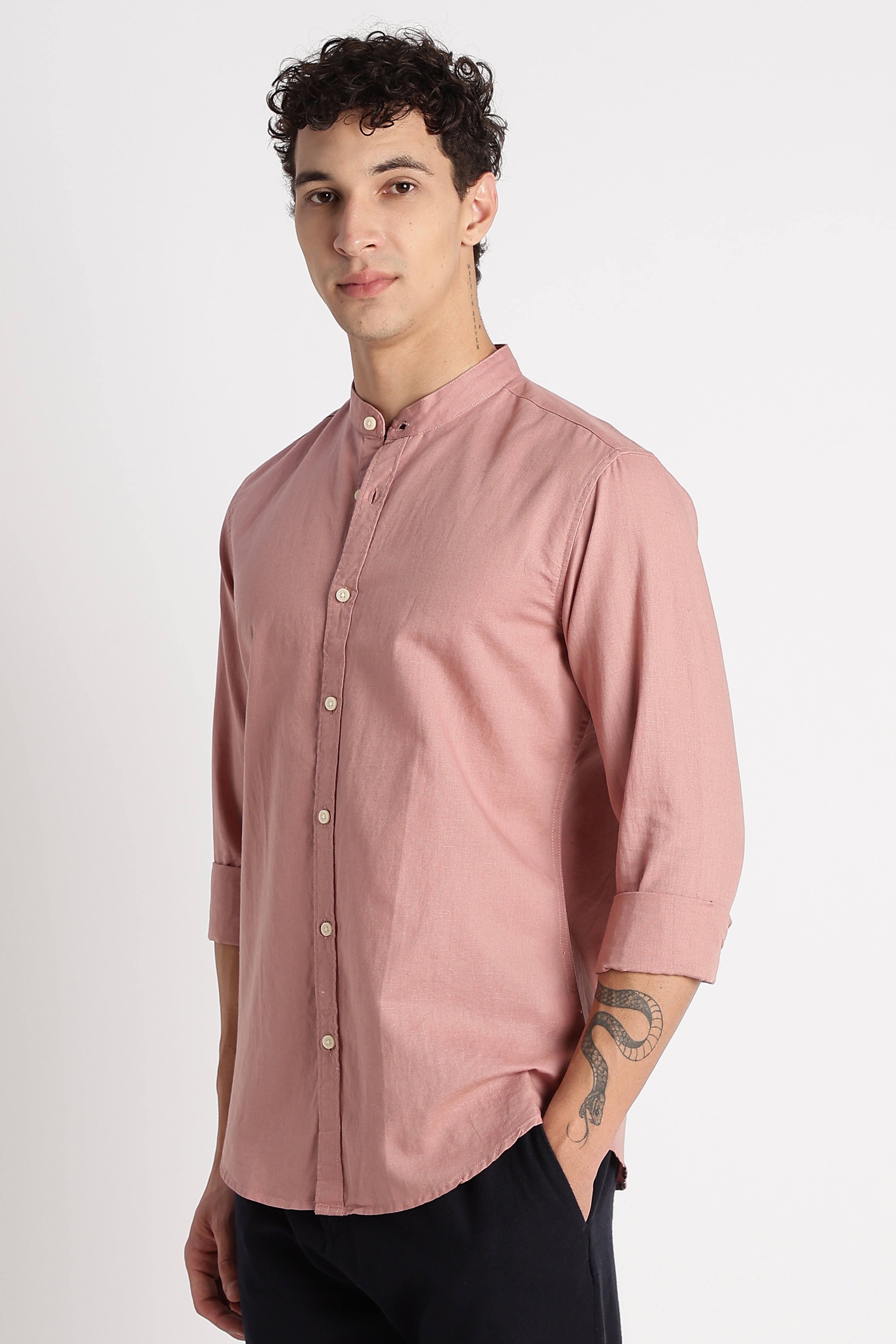 Men Cotton Linen Slim Fit Shirt