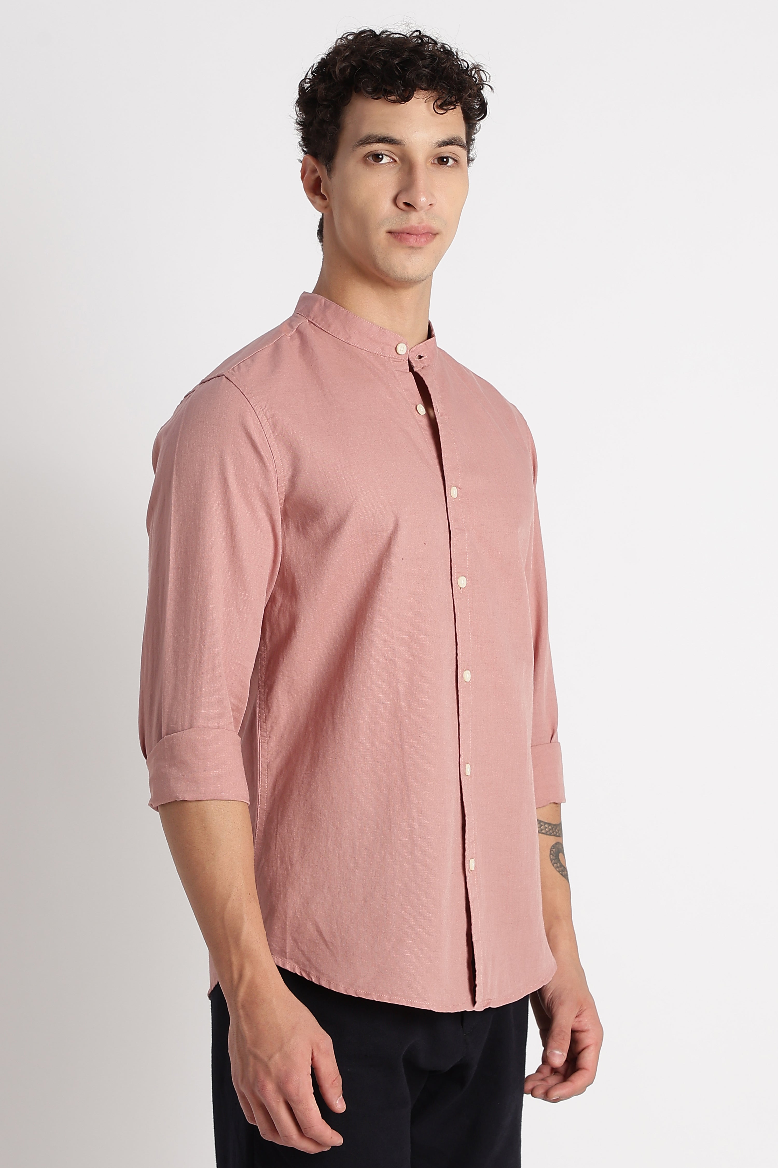 Men Cotton Linen Slim Fit Shirt