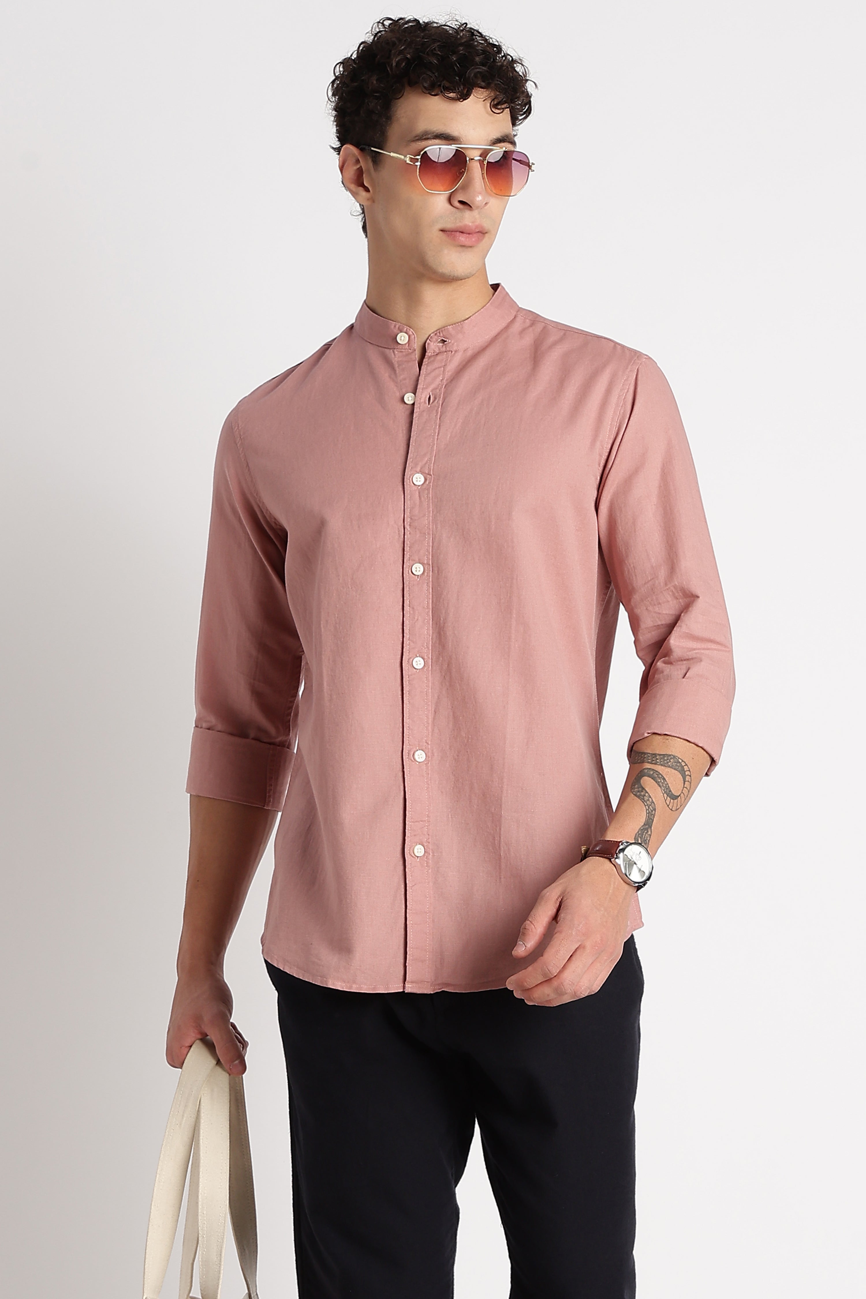Men Cotton Linen Slim Fit Shirt