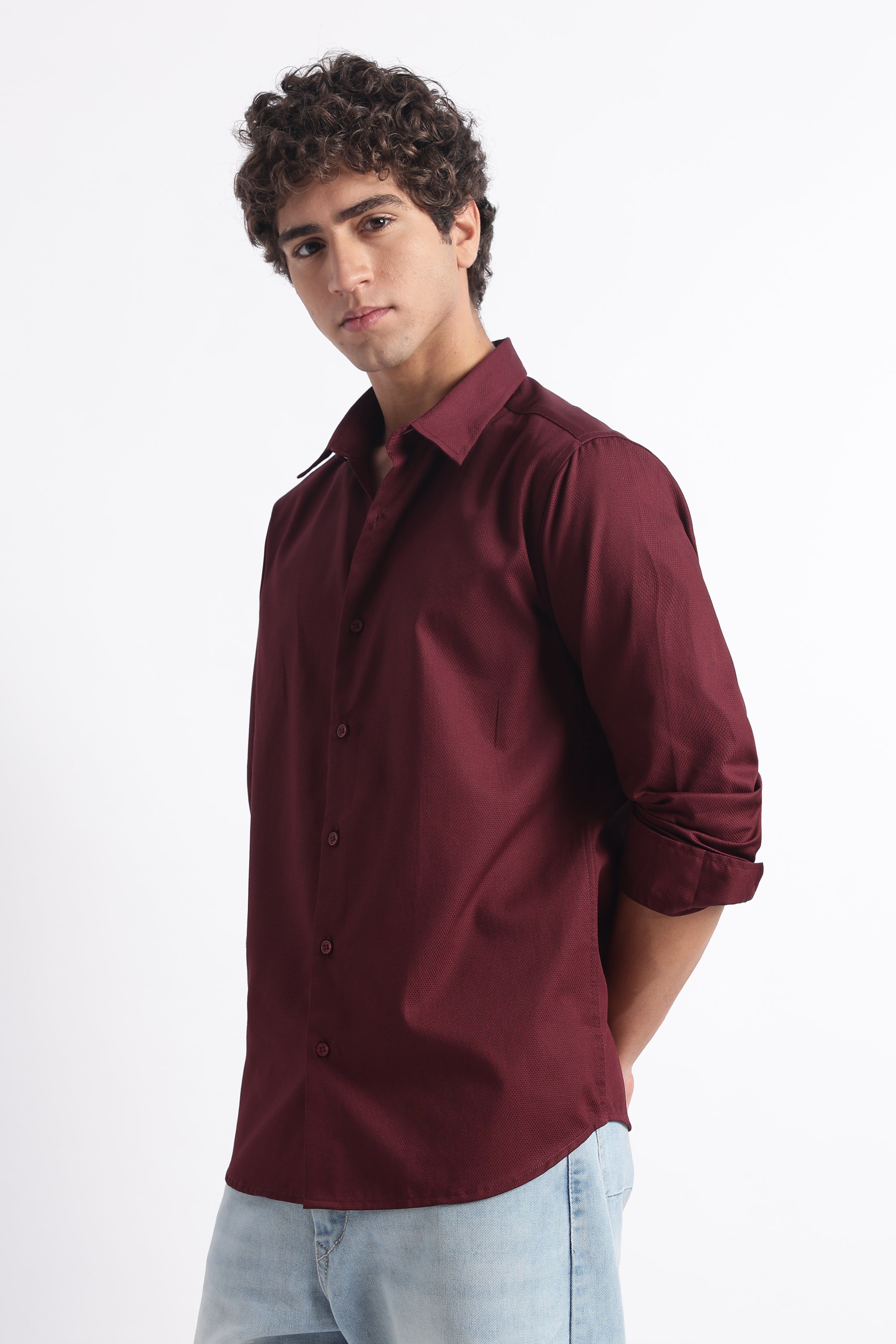 Men Classic Dobby Solid Shirt