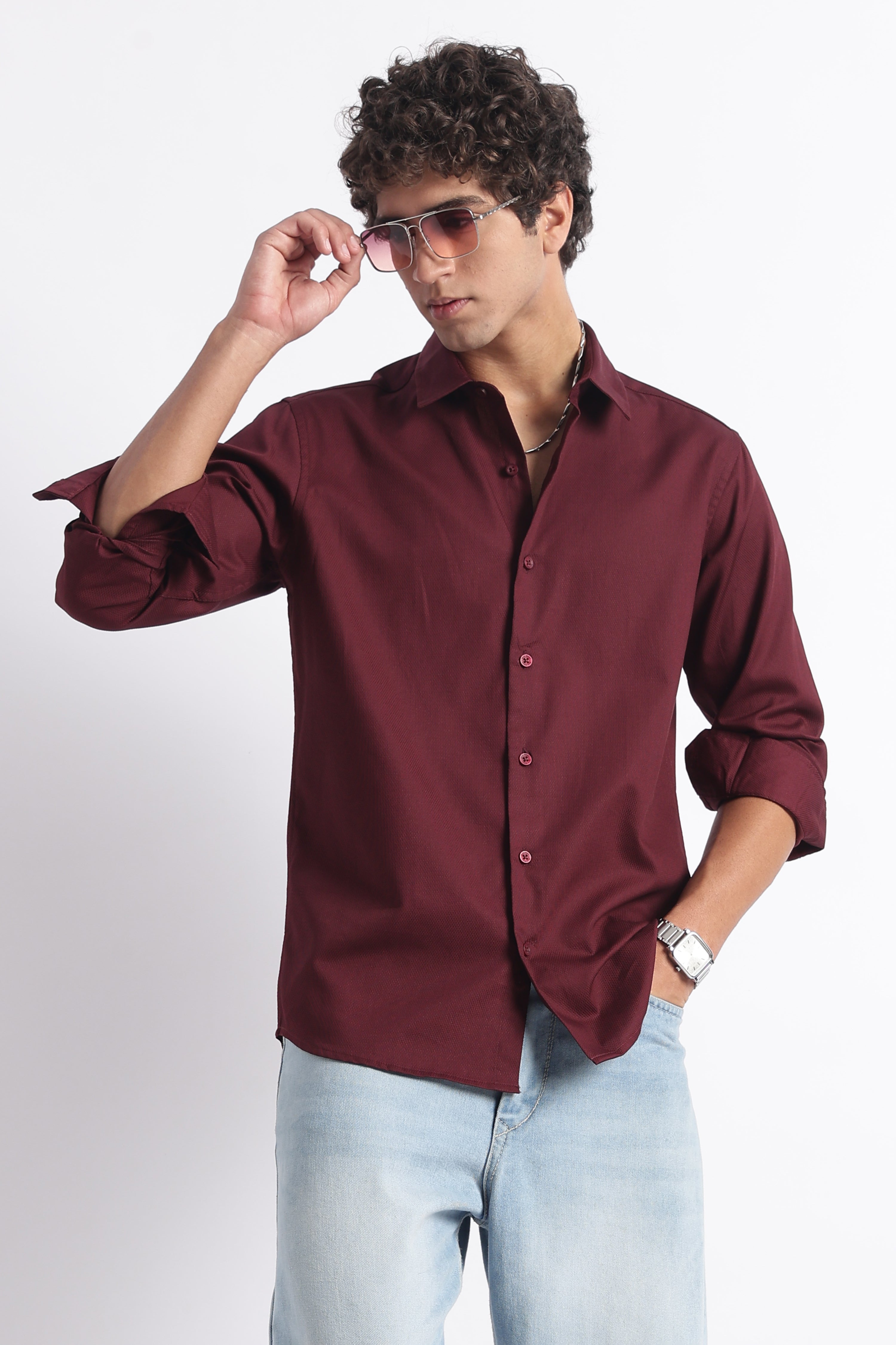 Men Classic Dobby Solid Shirt