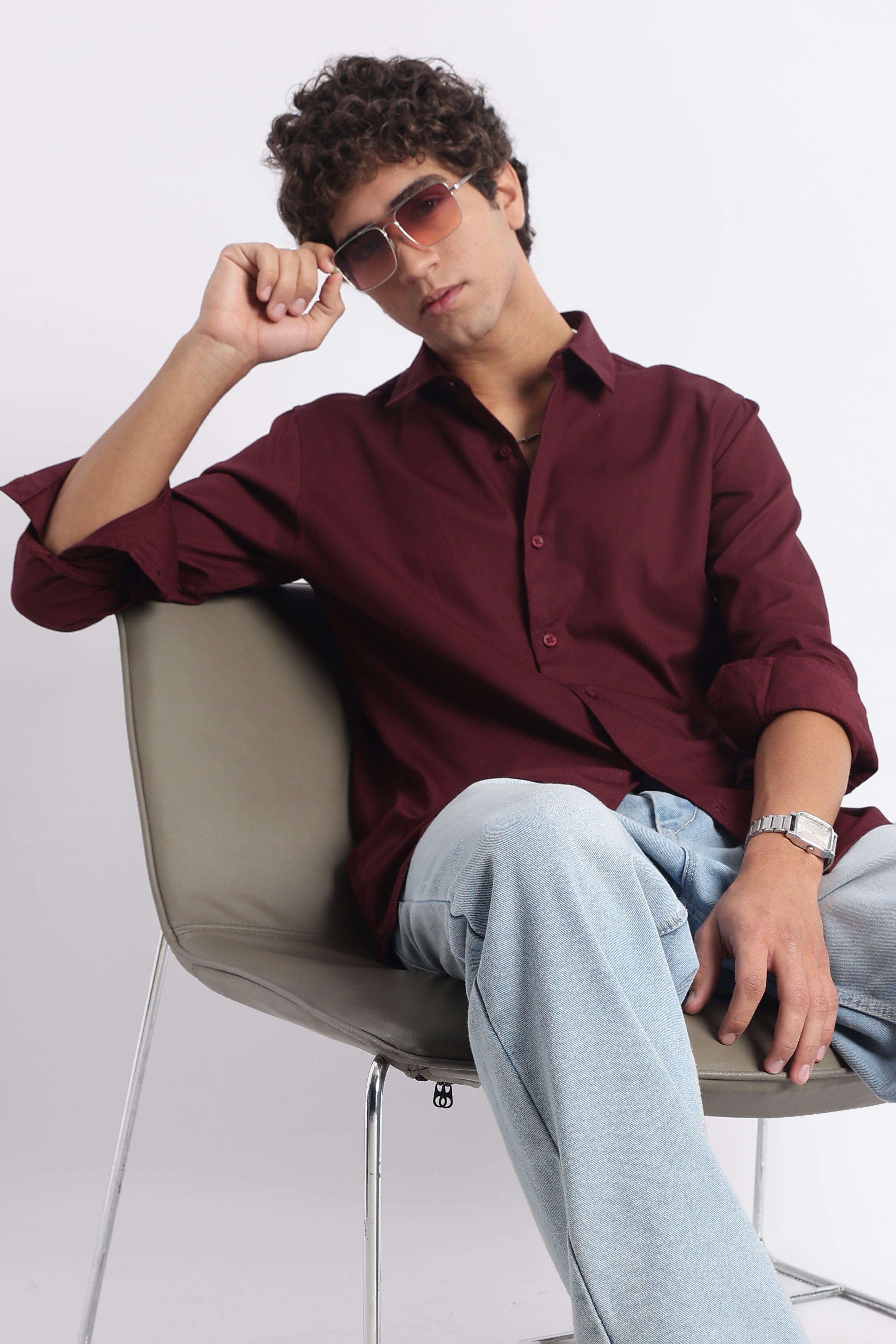 Men Classic Dobby Solid Shirt