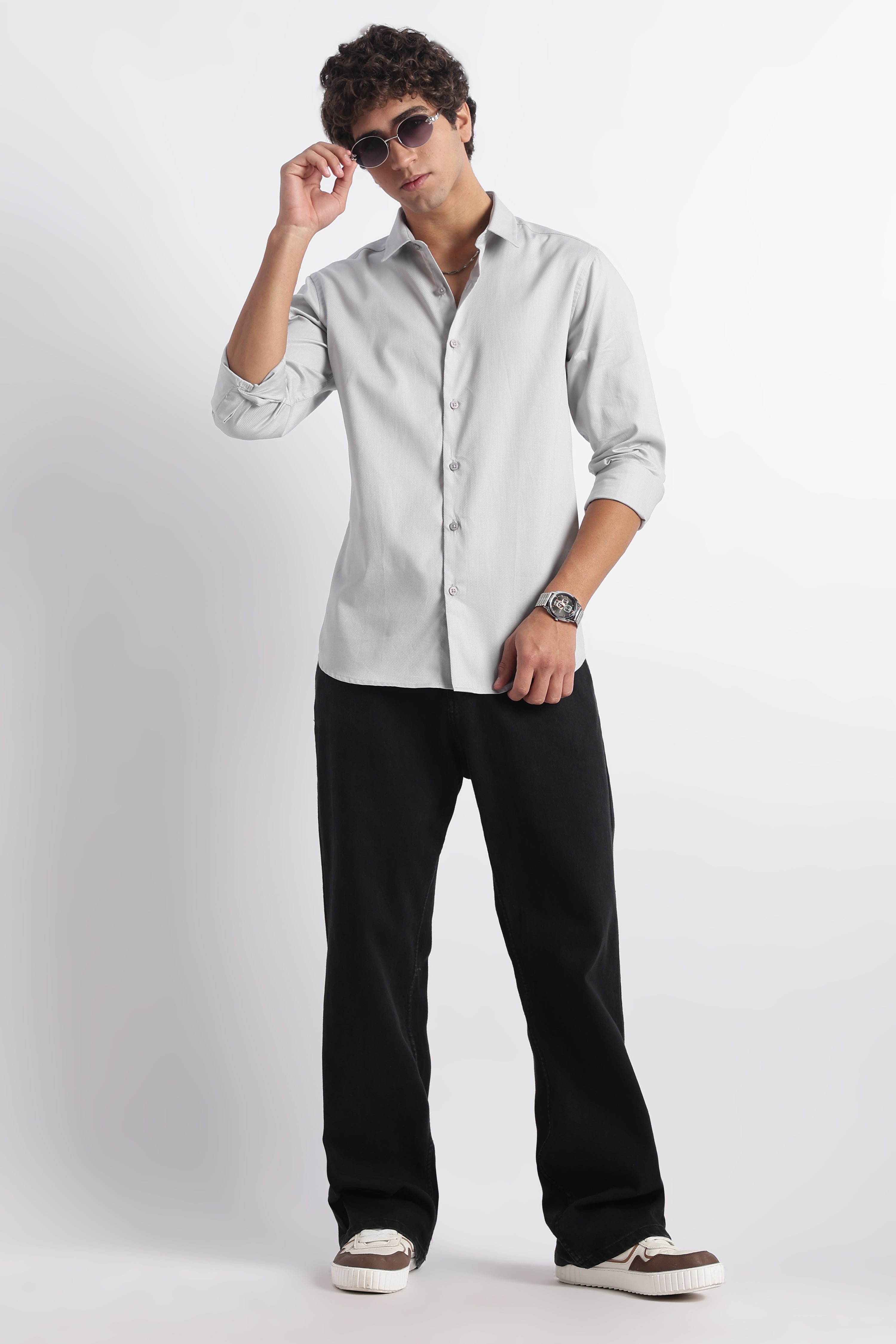 Men Classic Dobby Solid Shirt