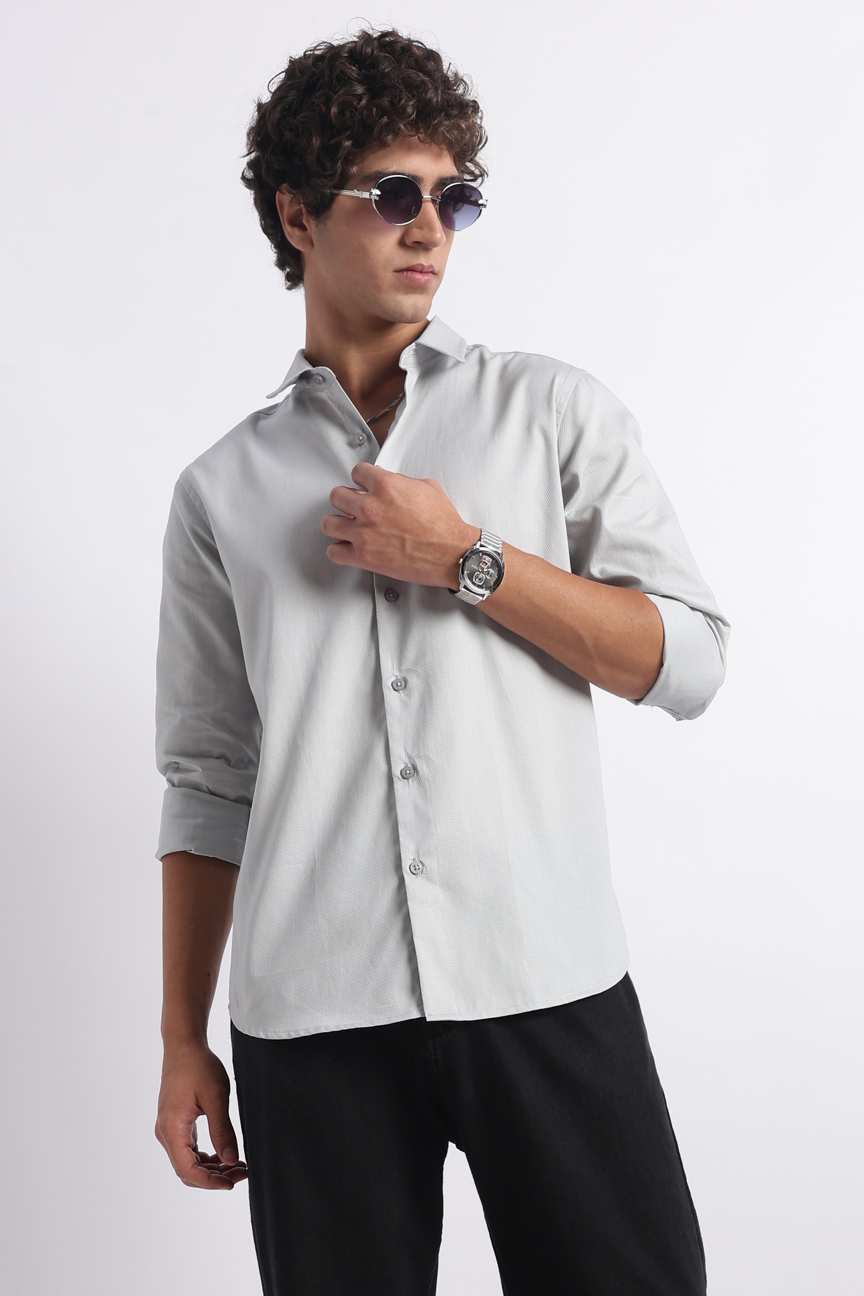 Men Classic Dobby Solid Shirt