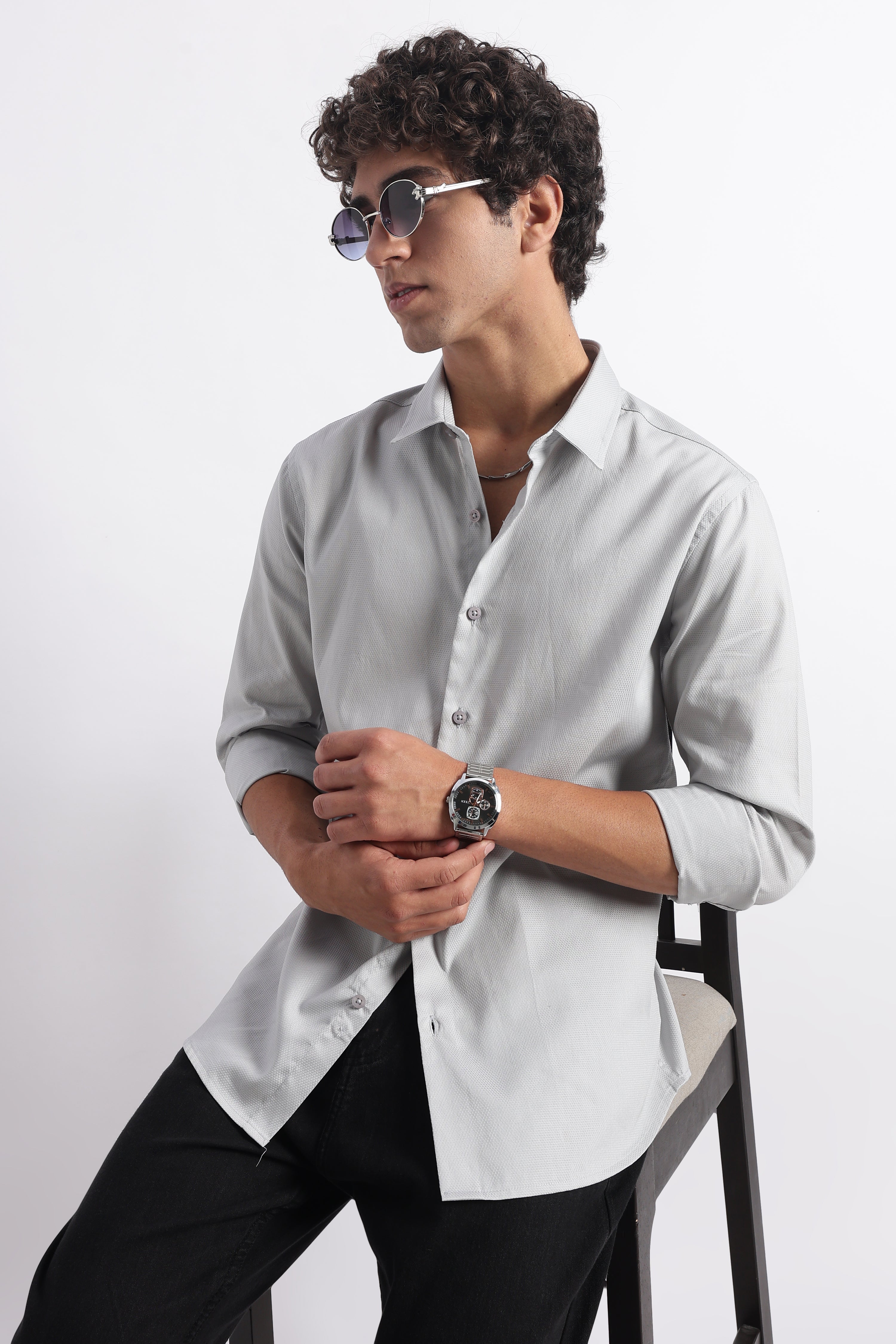 Men Classic Dobby Solid Shirt