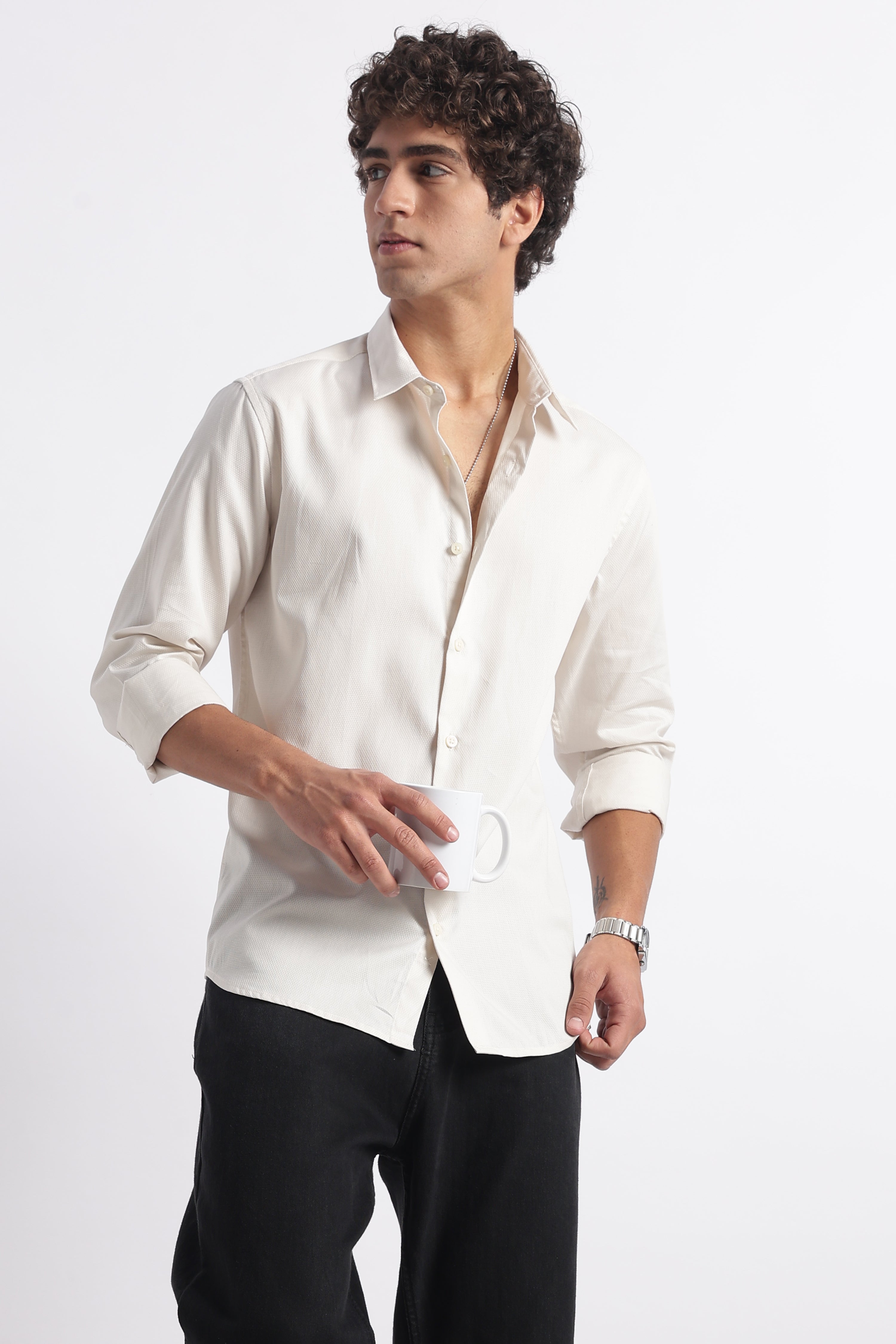 Men Classic Dobby Solid Shirt