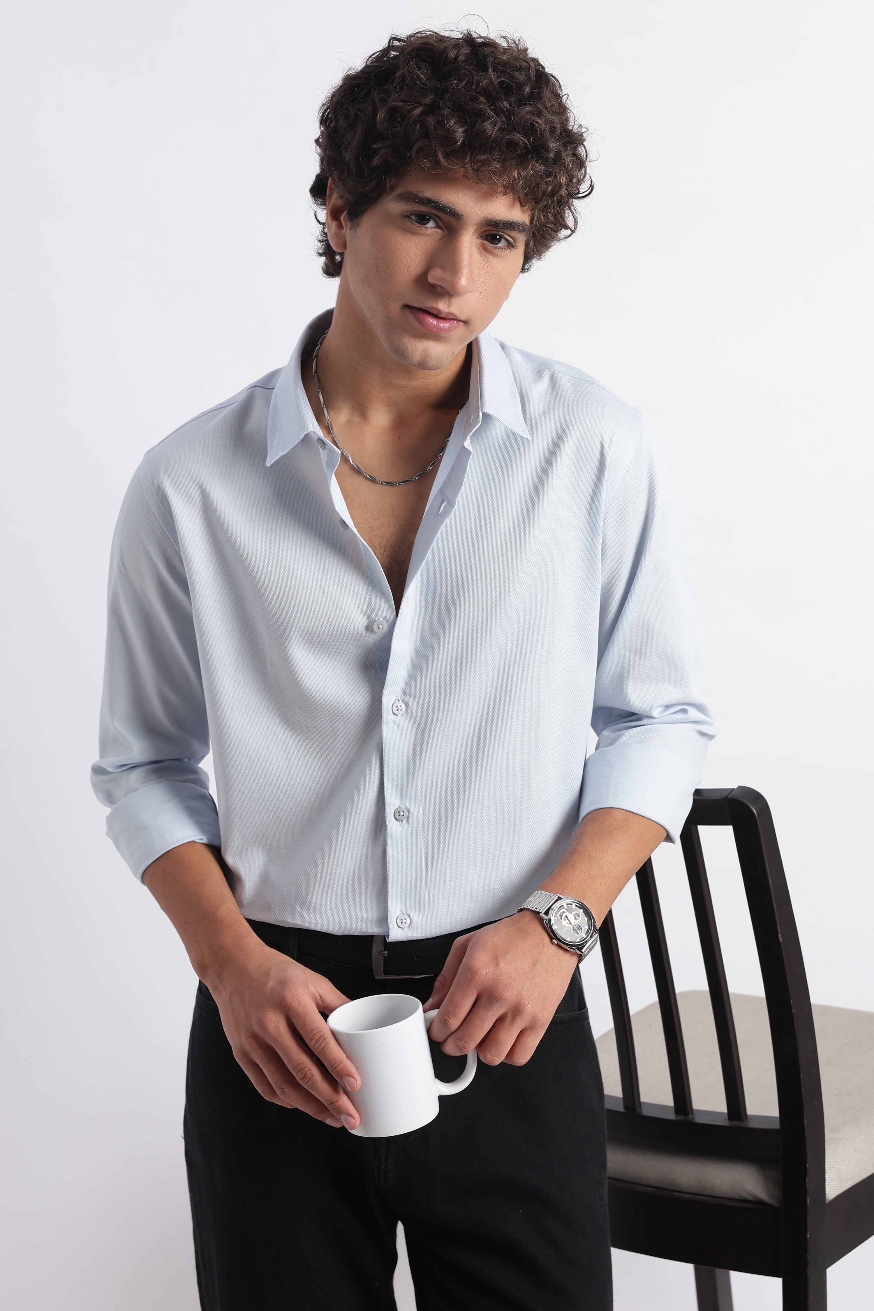Men Classic Dobby Solid Shirt