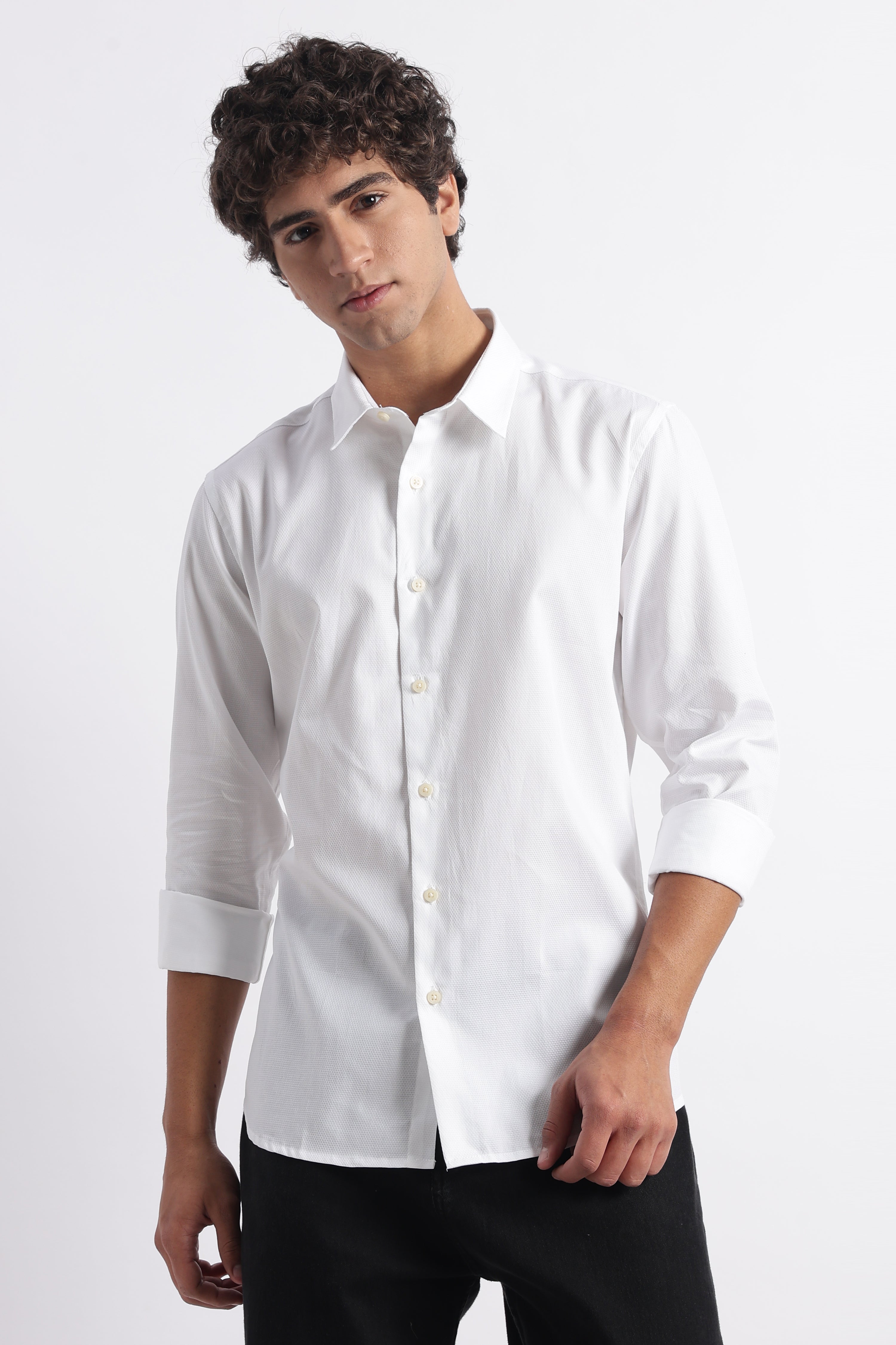 Men Classic Dobby Solid Shirt