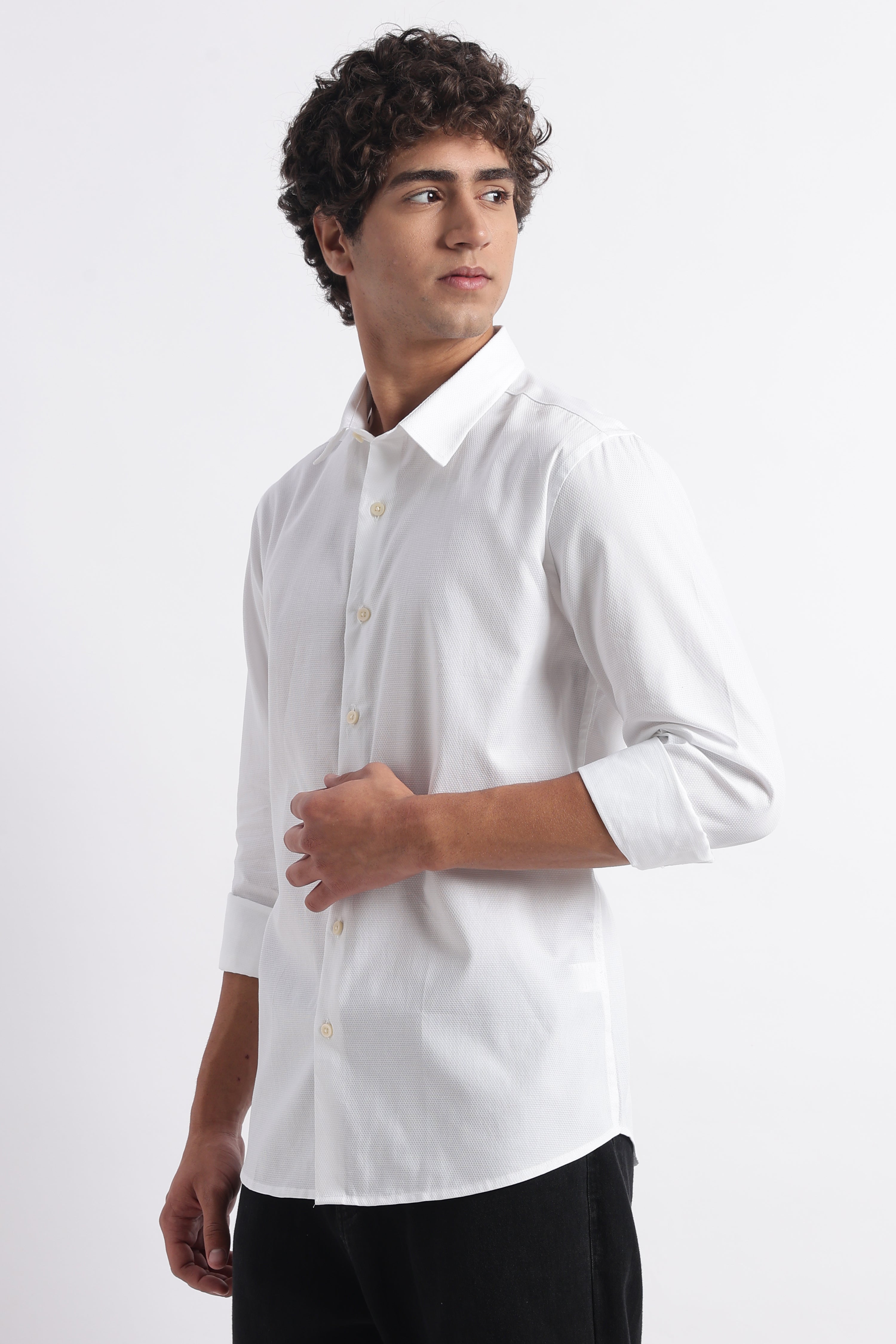 Men Classic Dobby Solid Shirt