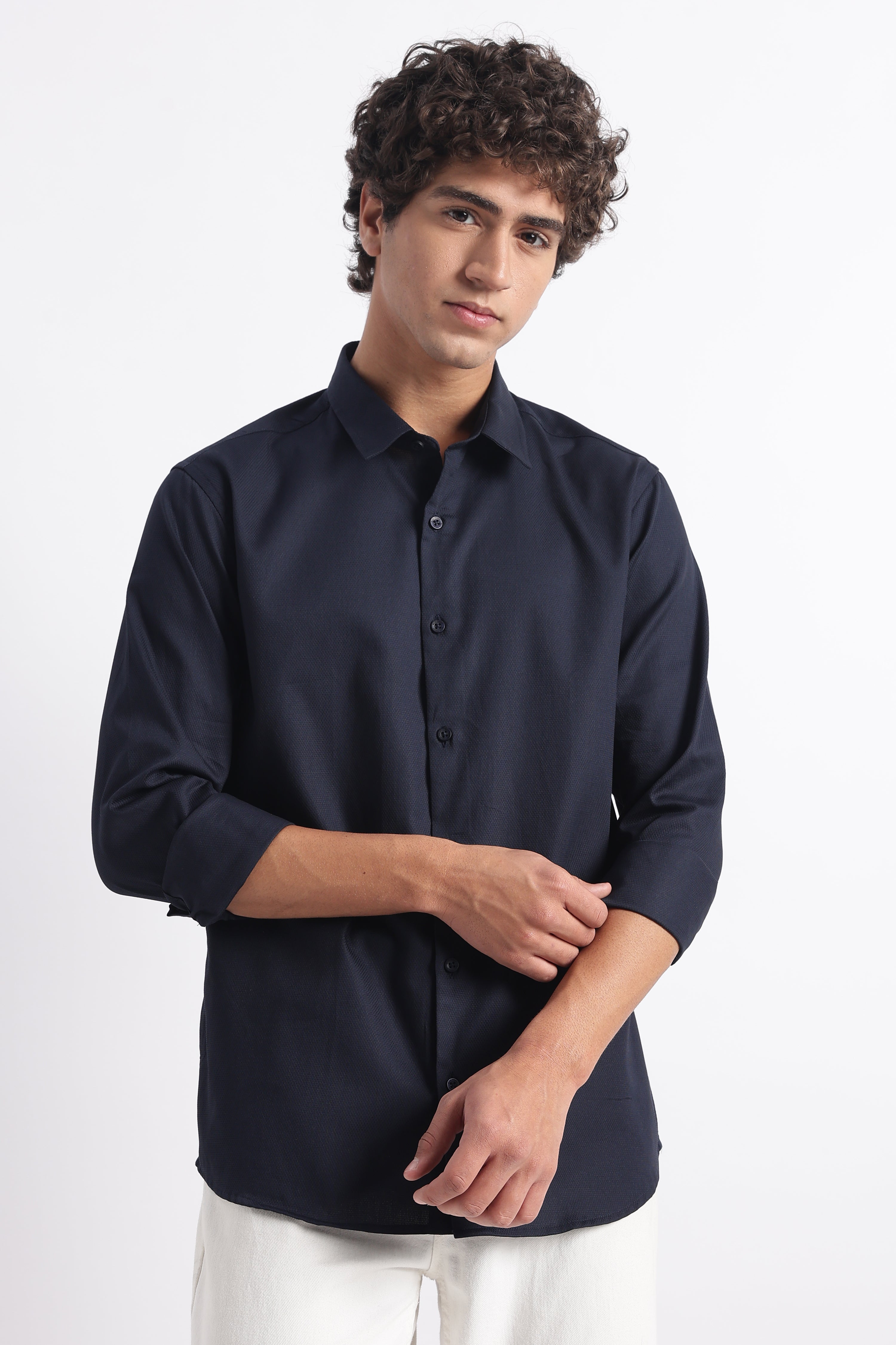 Men Classic Dobby Solid Shirt