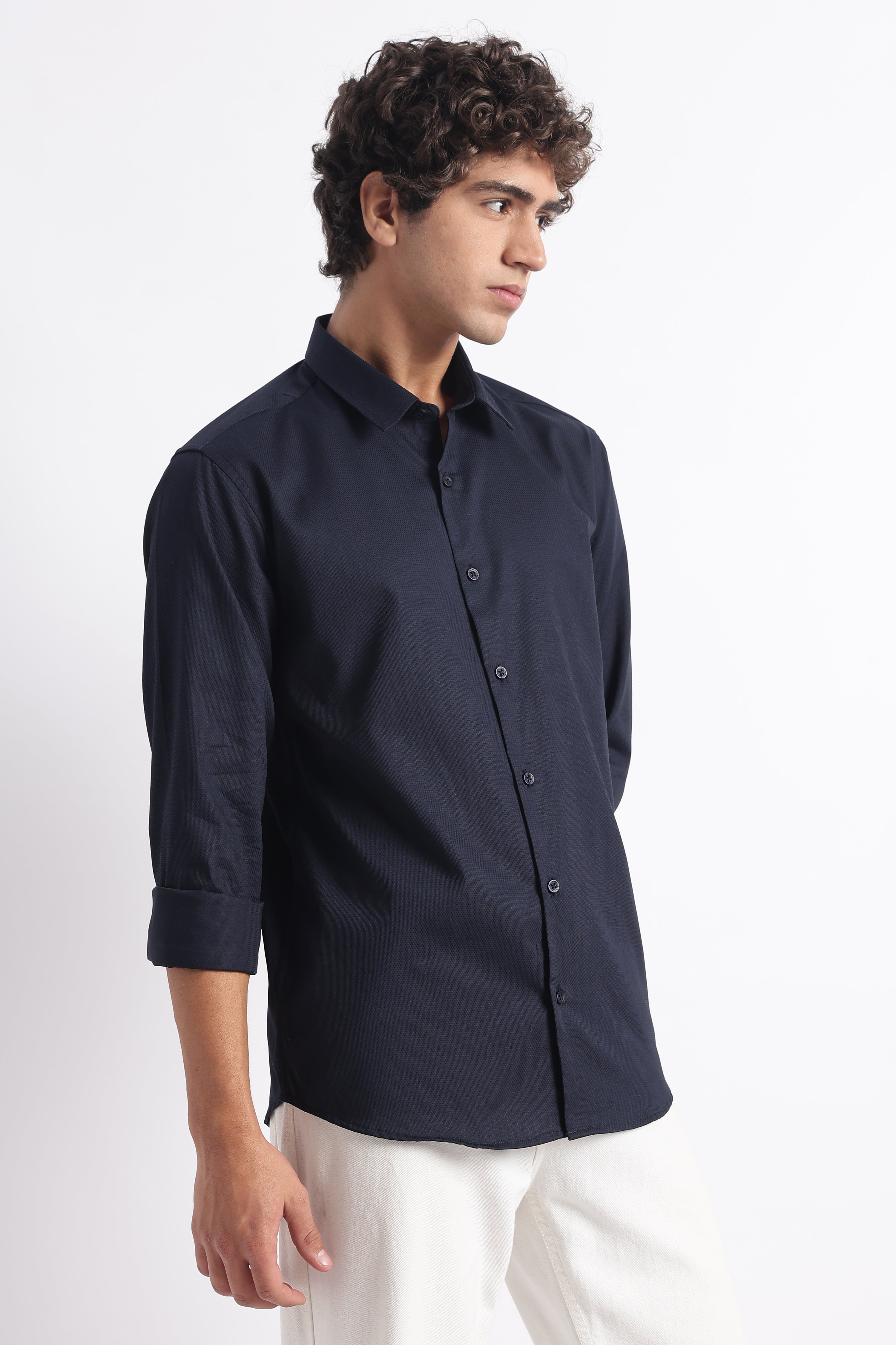 Men Classic Dobby Solid Shirt