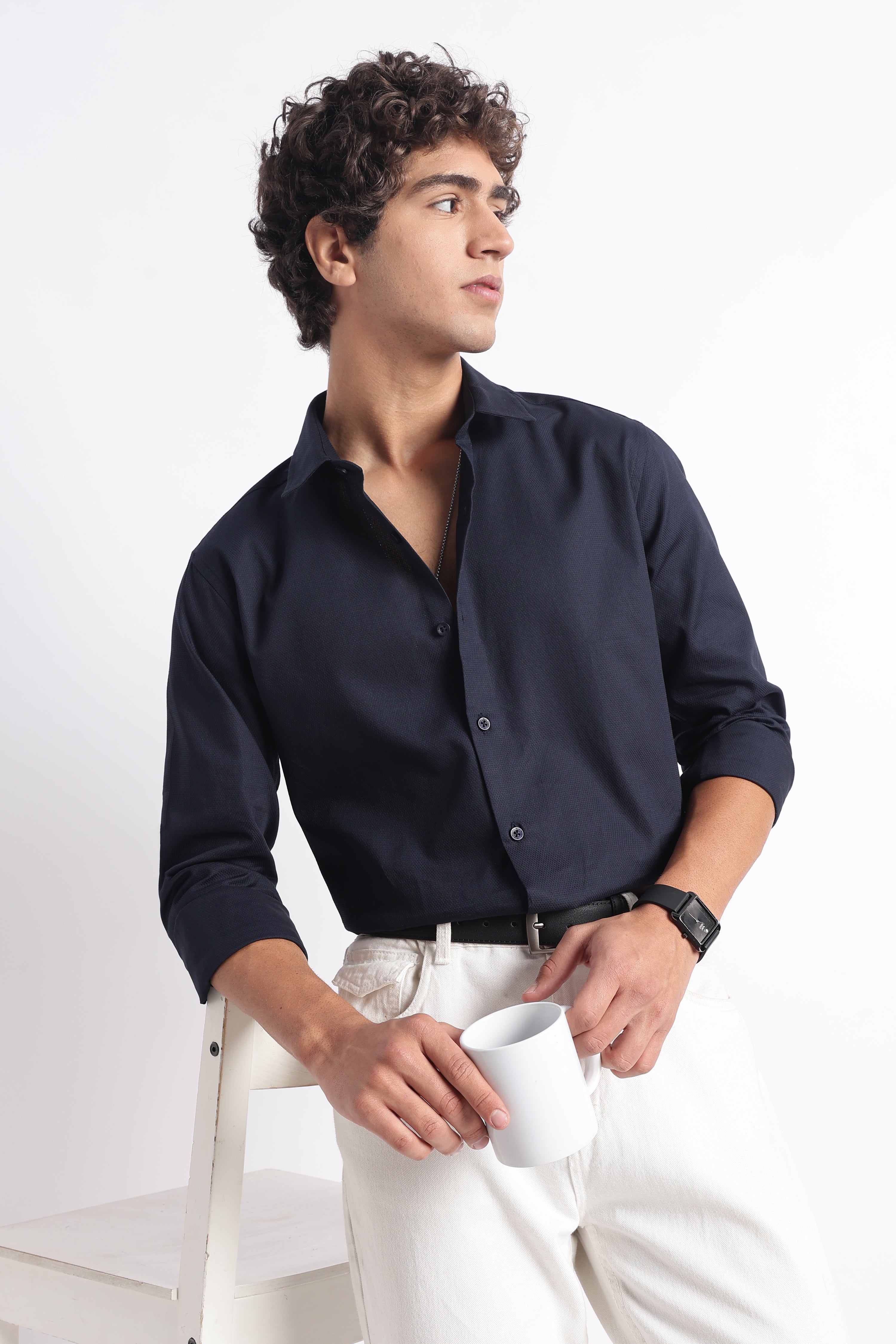 Men Classic Dobby Solid Shirt