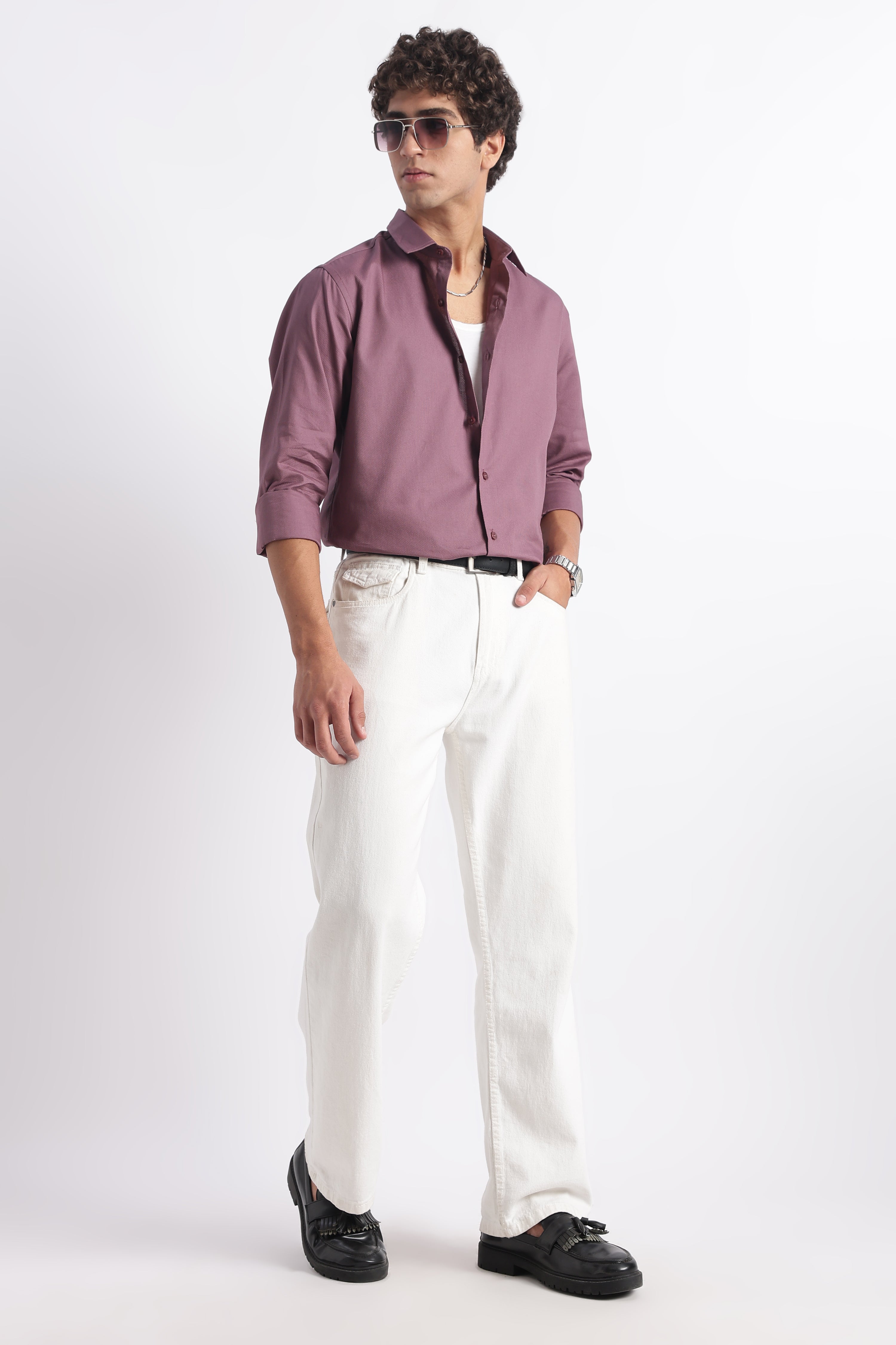 Men Classic Dobby Solid Shirt