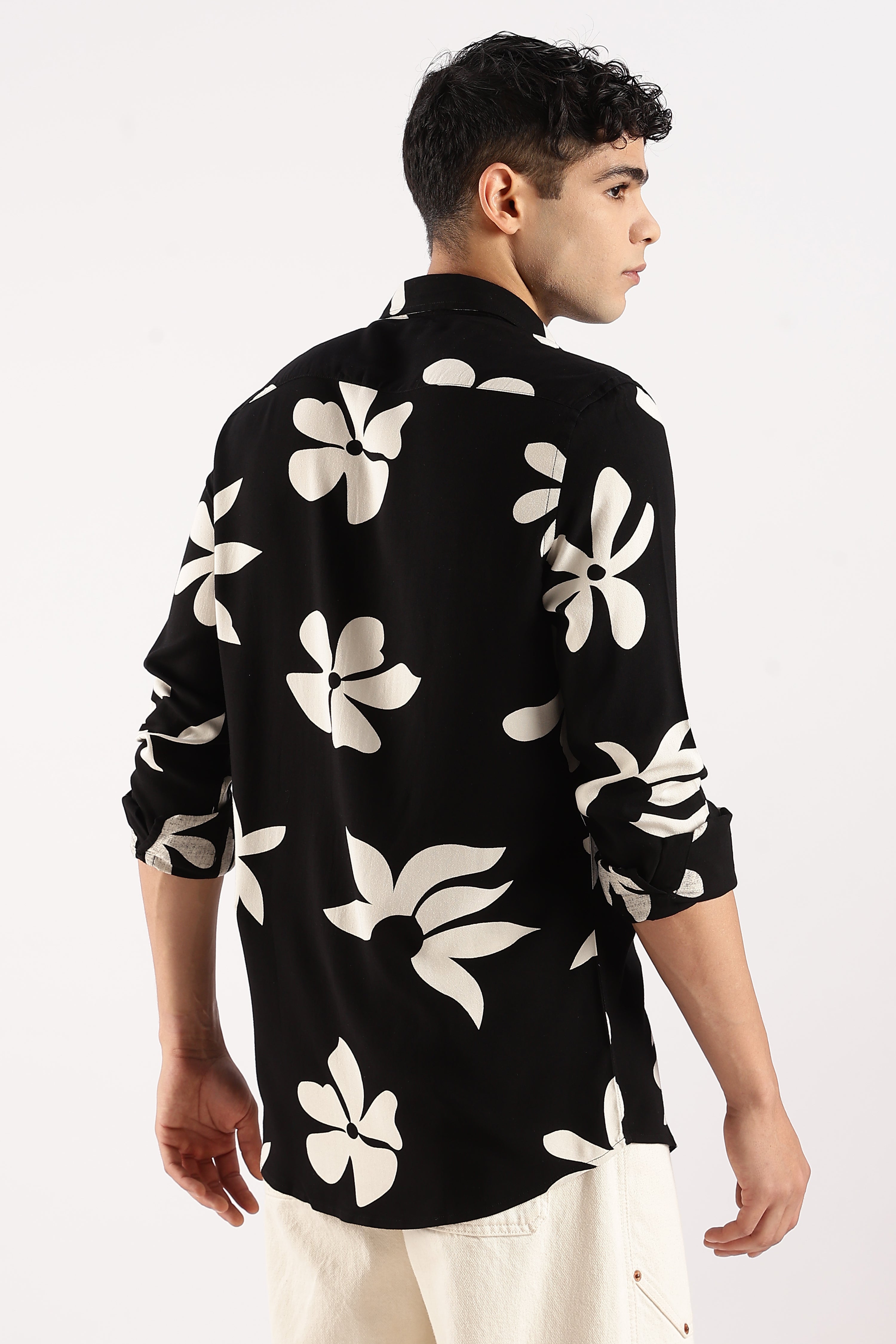 Men Black Viscose Shirt