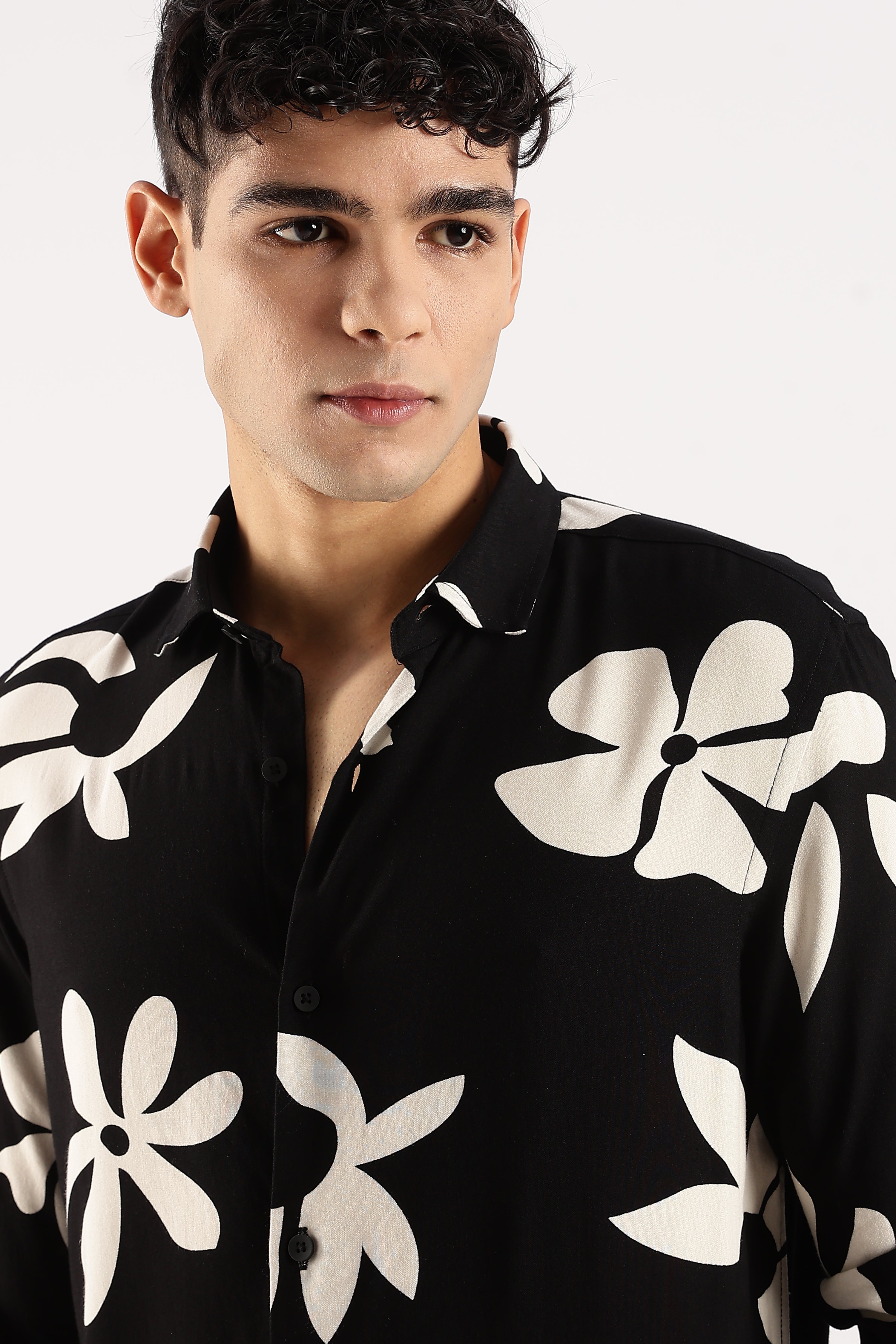 Men Black Viscose Shirt