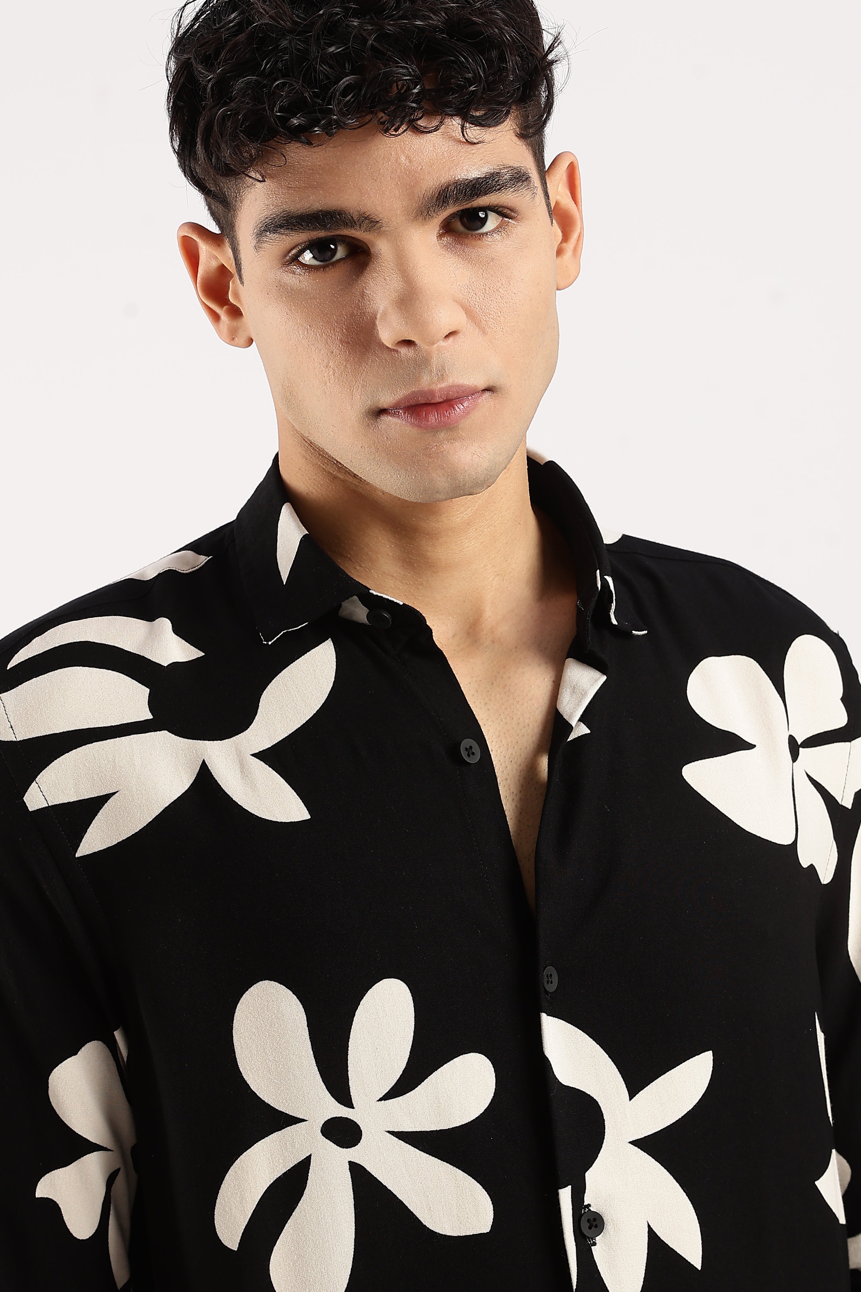 Men Black Viscose Shirt