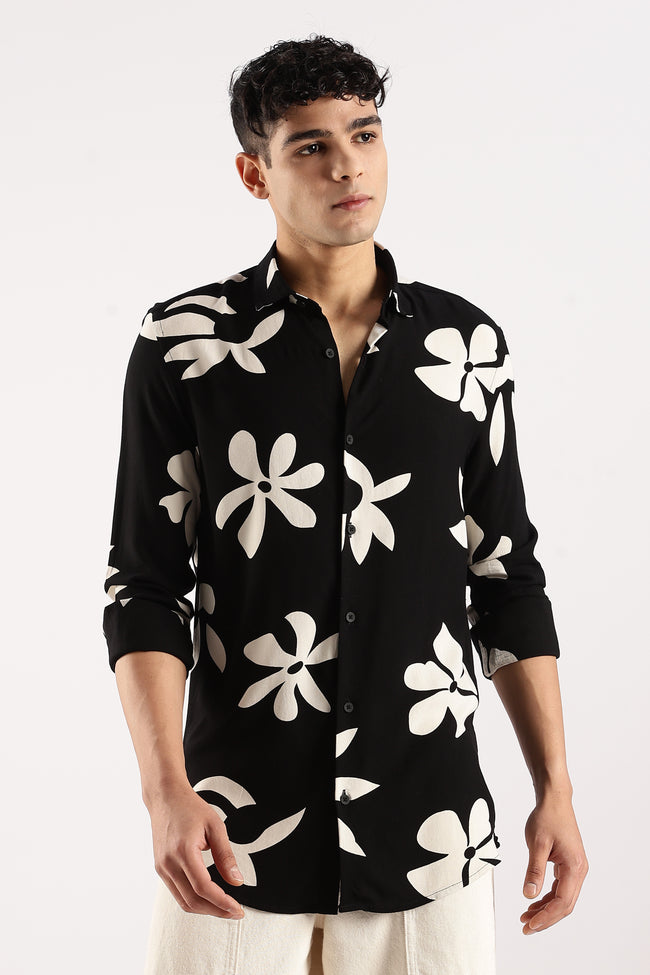 Men Black Viscose Shirt