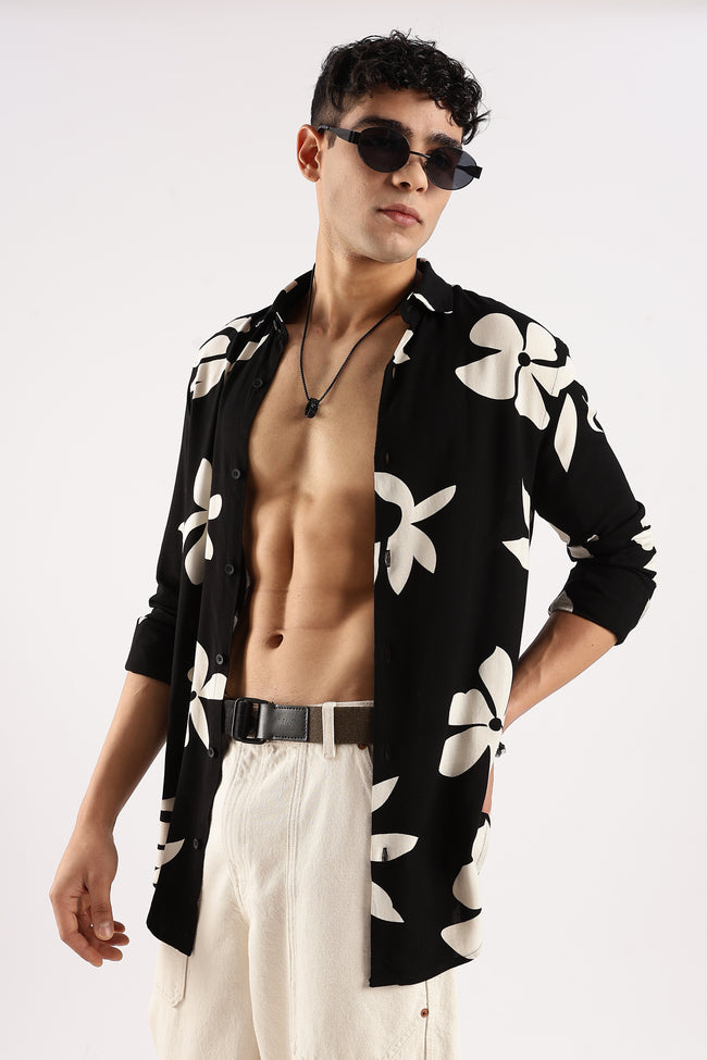 Men Black Viscose Shirt