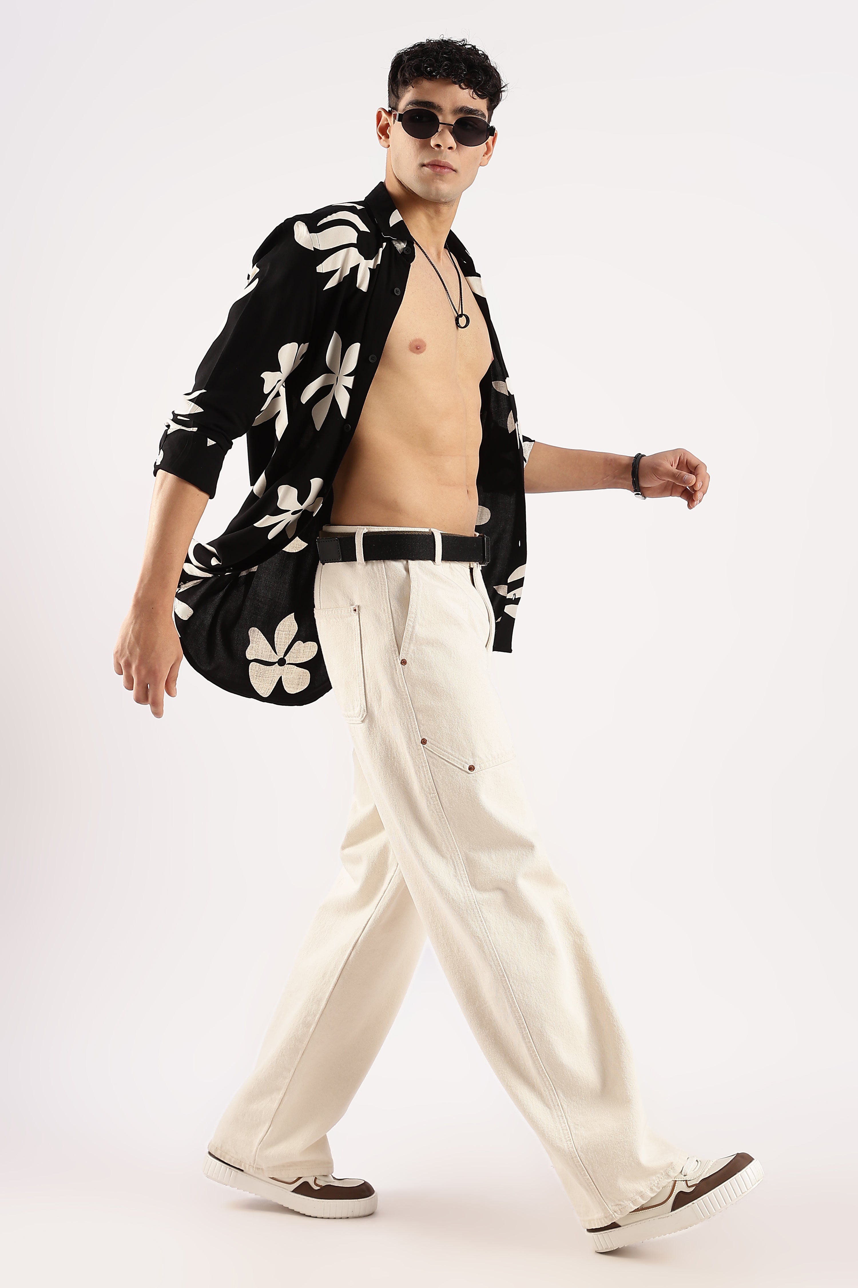 Men Black Viscose Shirt