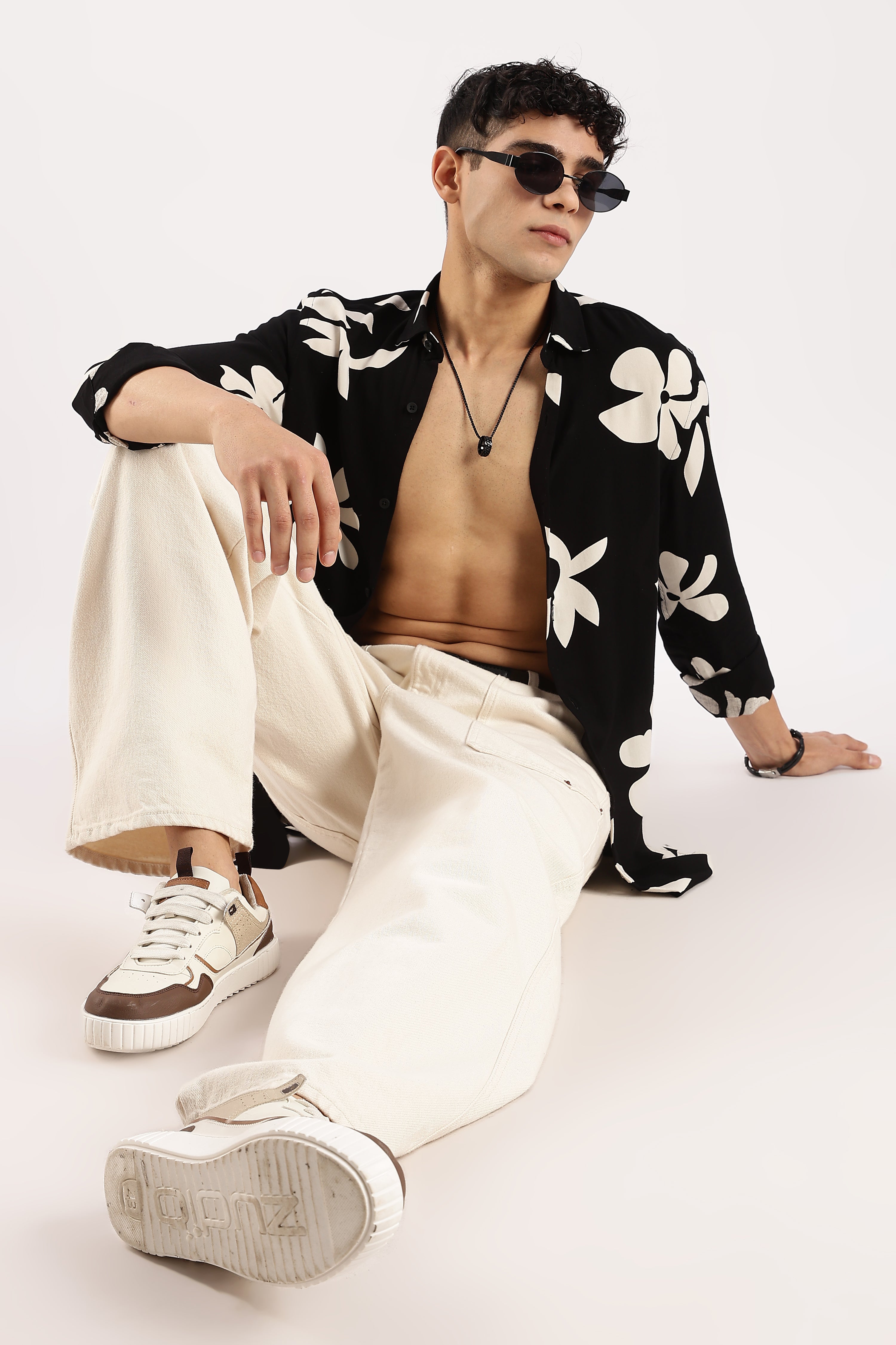 Men Black Viscose Shirt