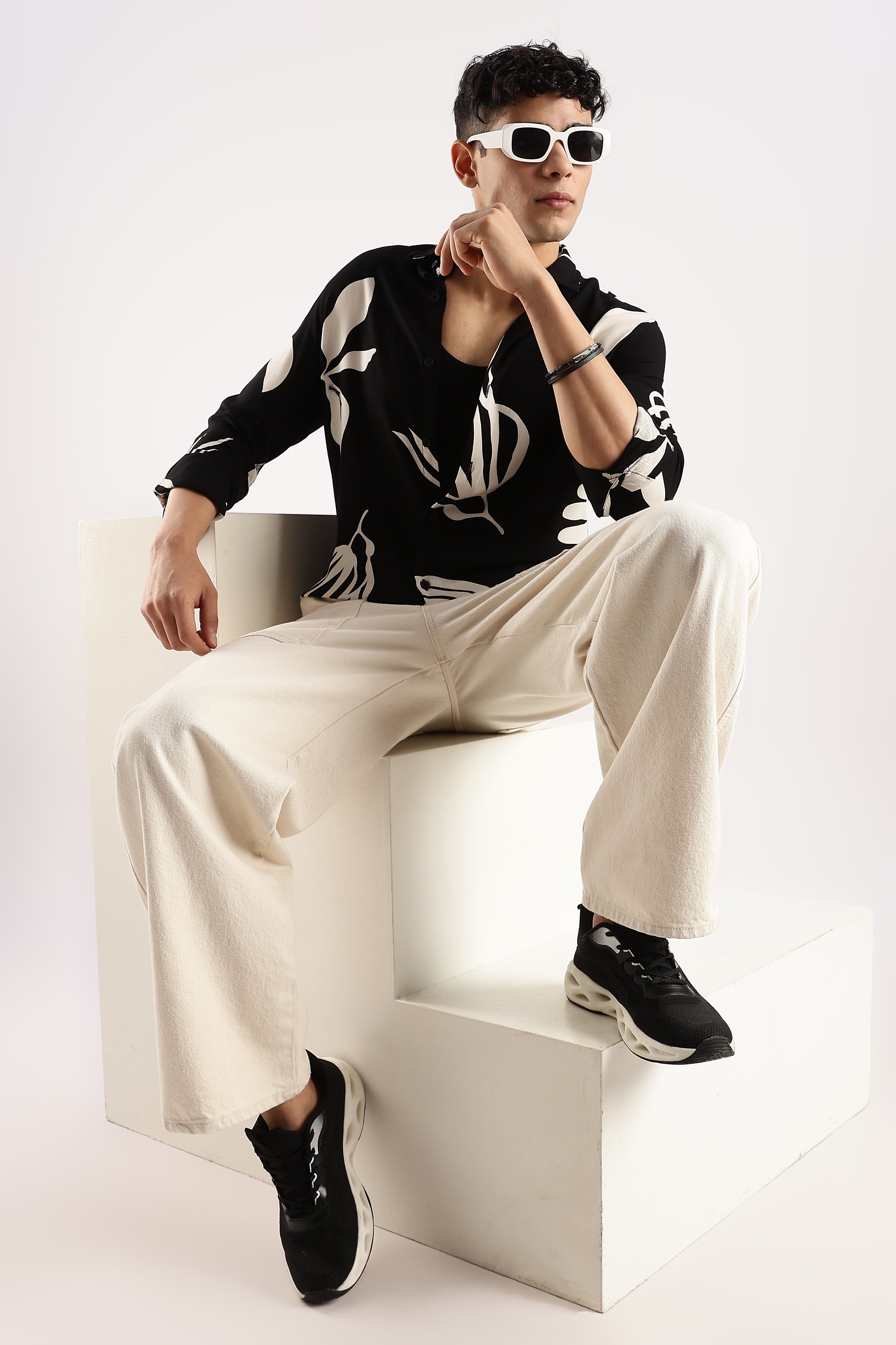 Men Black Viscose Shirt