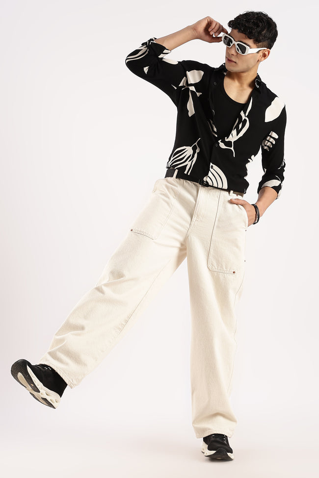 Men Black Viscose Shirt