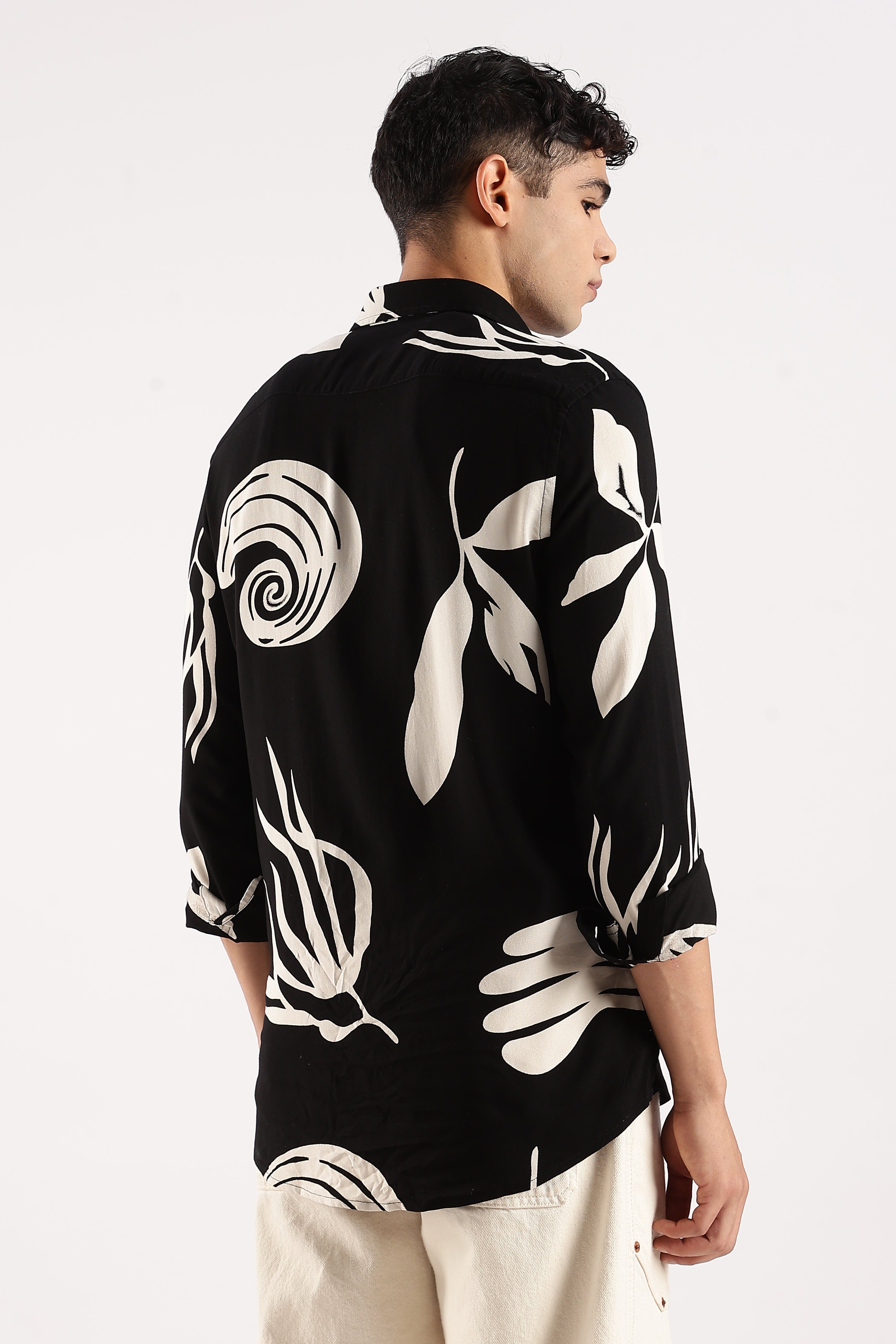 Men Black Viscose Shirt