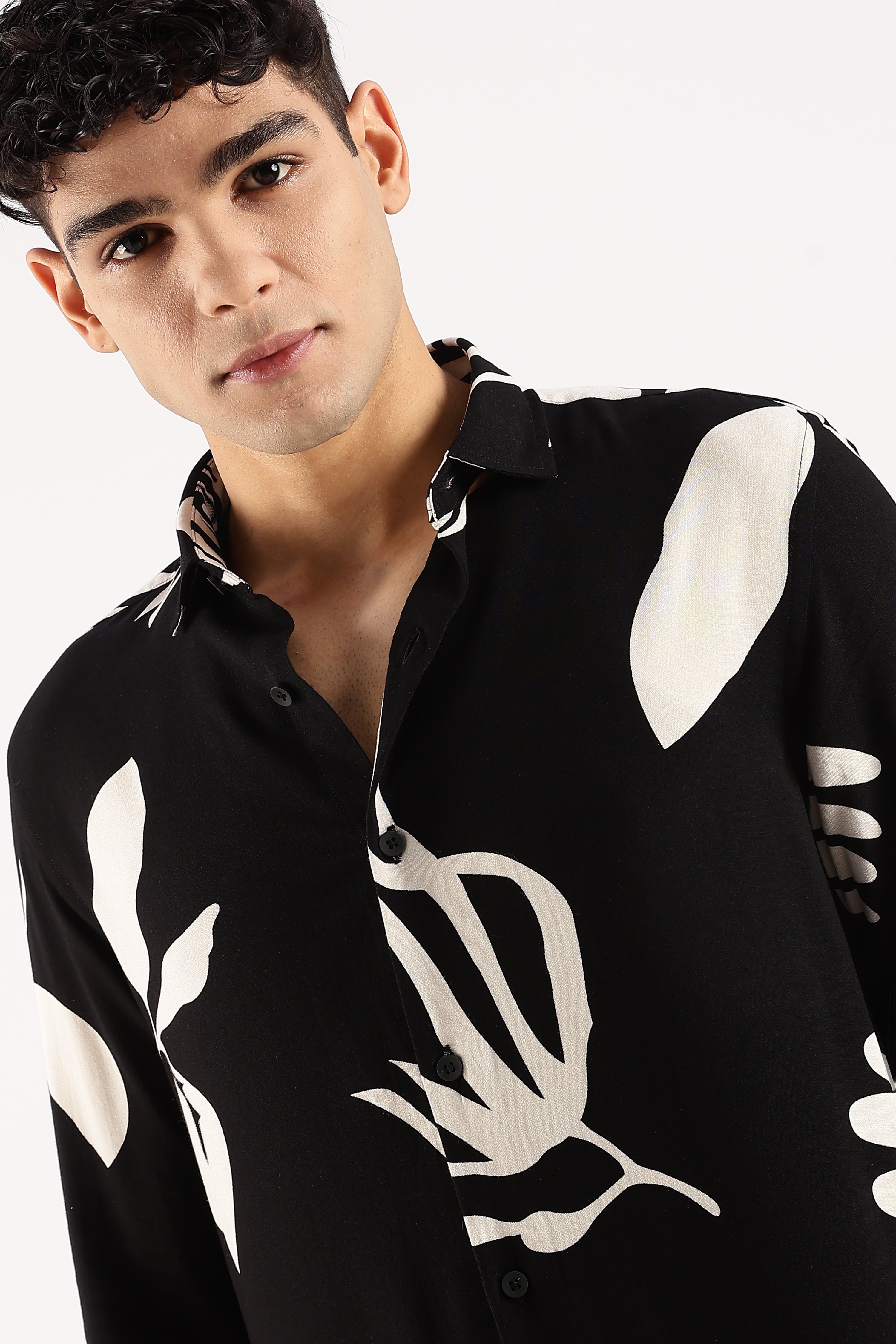 Men Black Viscose Shirt