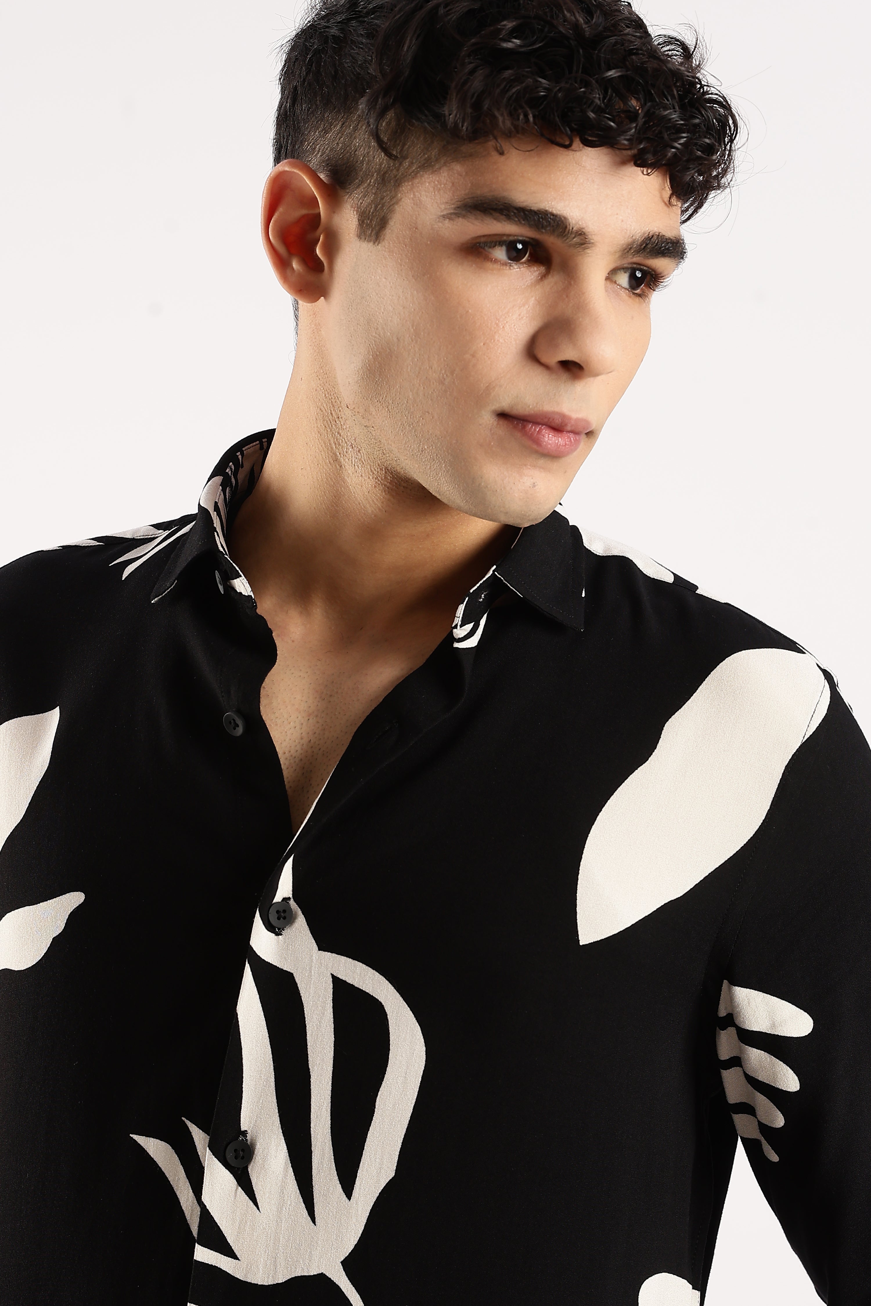 Men Black Viscose Shirt